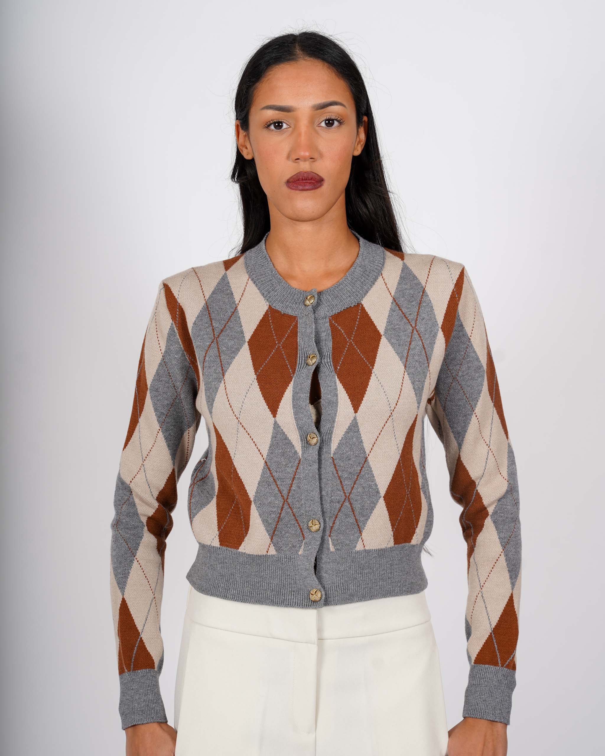 Cardigan con losanghe in mano viscosa - Isterica