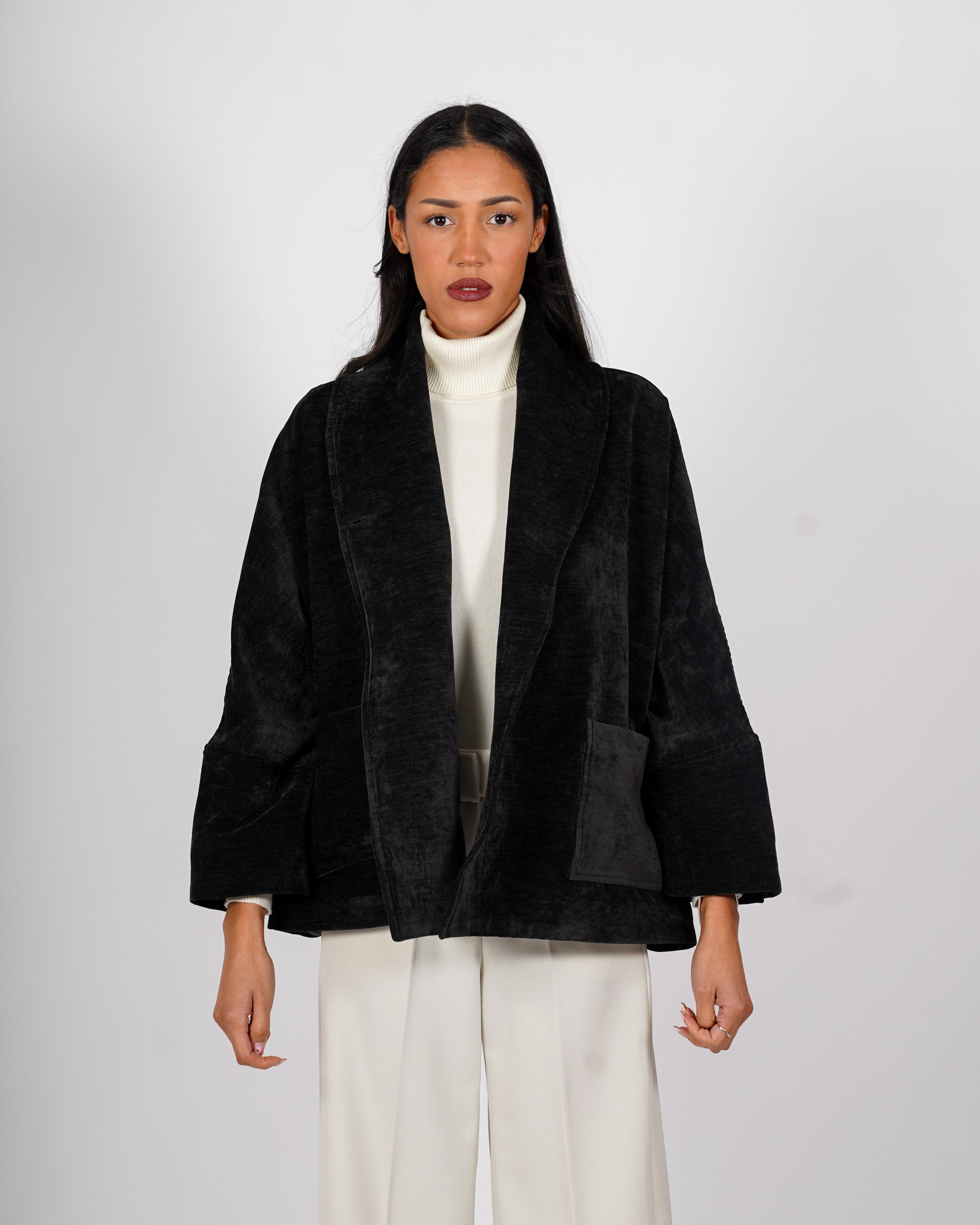 Blazer over monopetto in velluto liscio - Argento