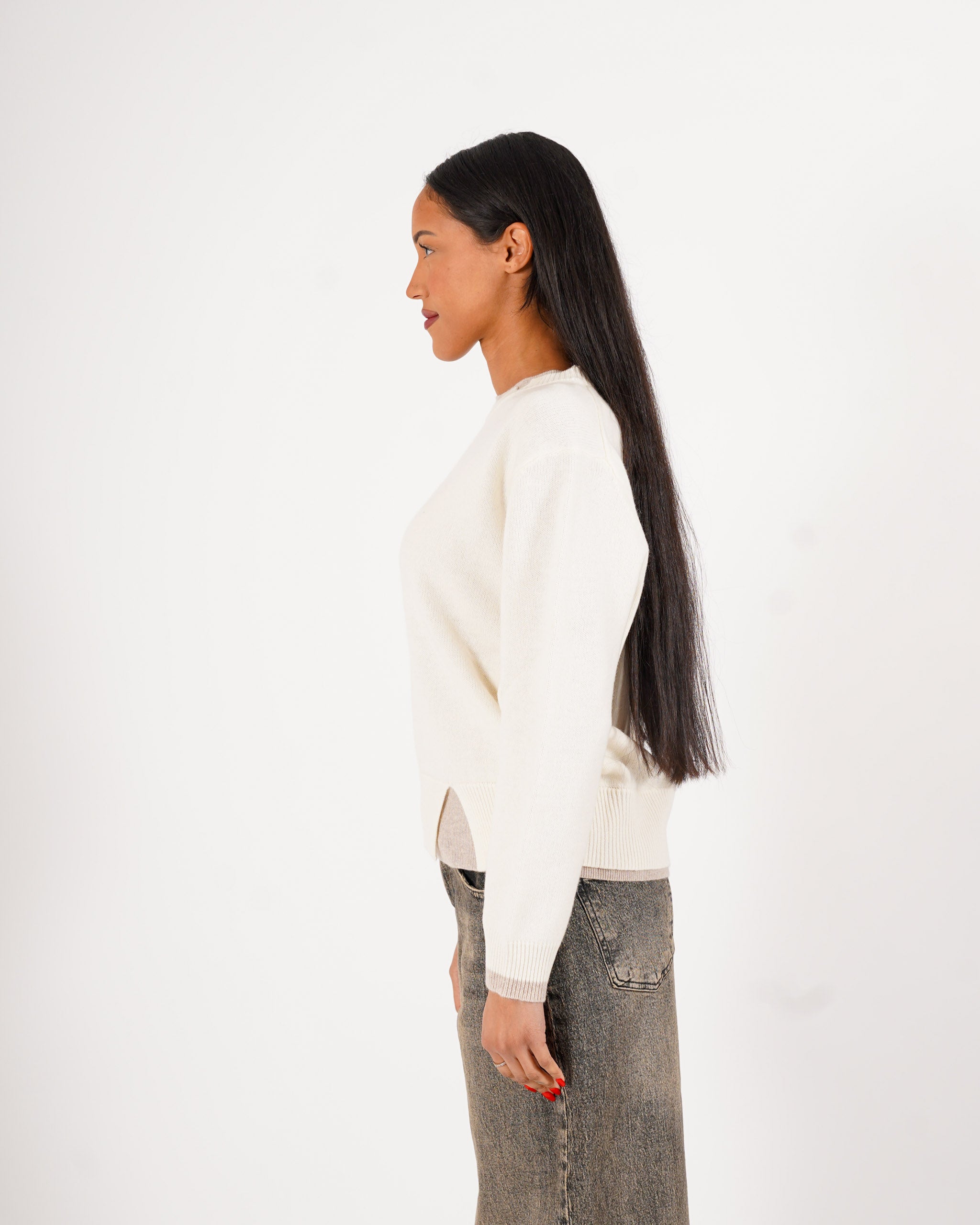 Maglia girocollo con dettaglio sul collo e fondo - Tiepida