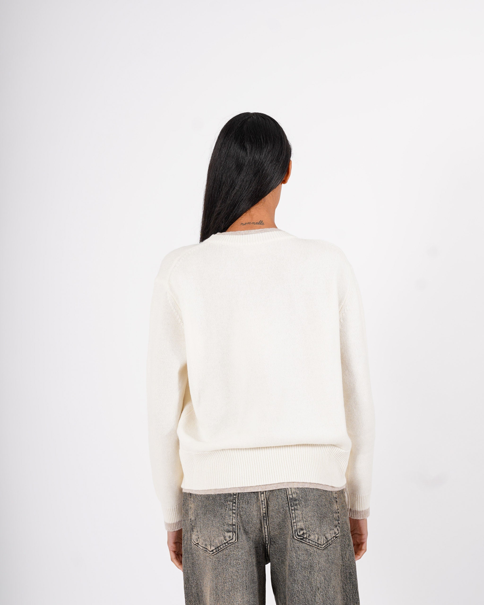 Maglia girocollo con dettaglio sul collo e fondo - Tiepida