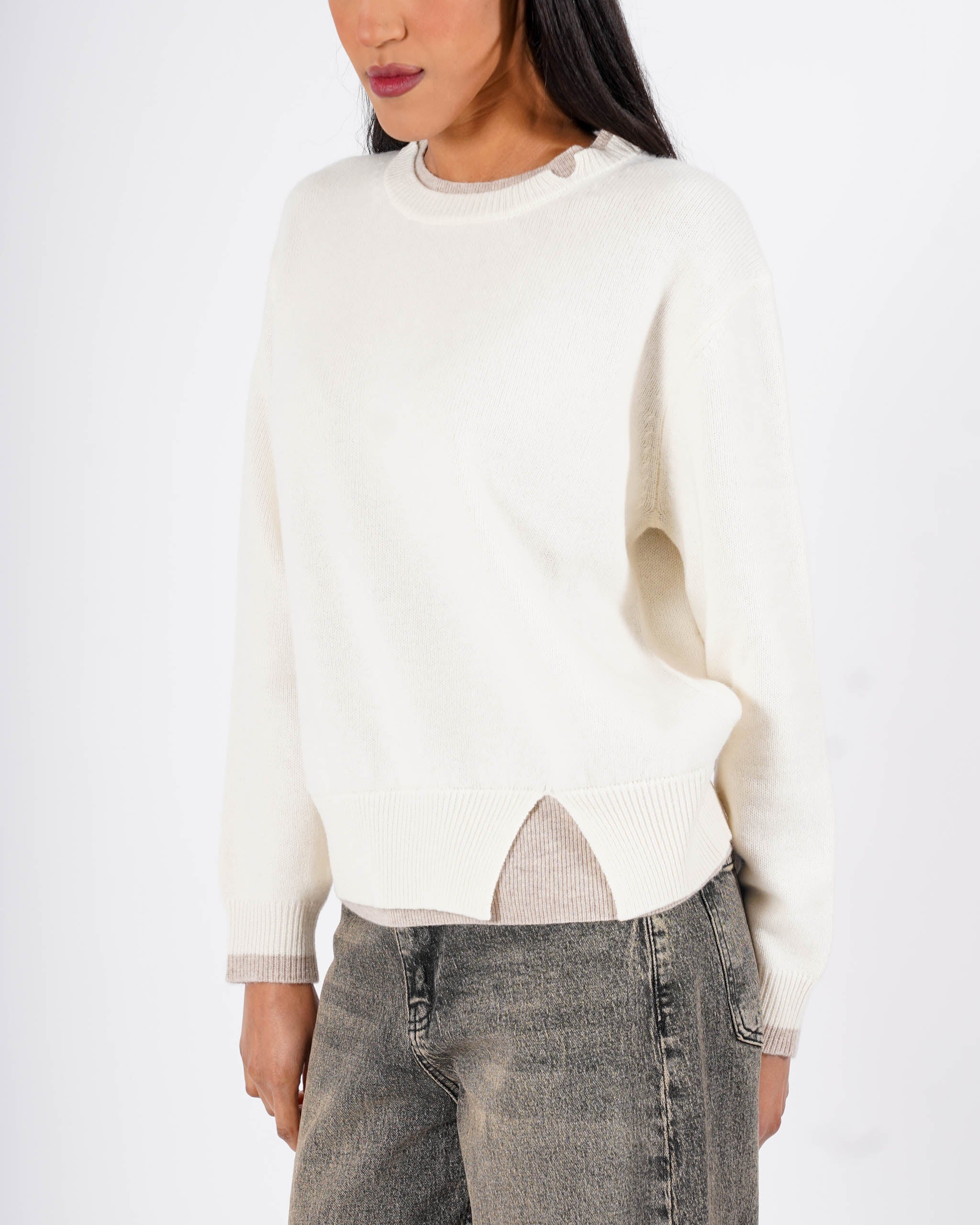 Maglia girocollo con dettaglio sul collo e fondo - Tiepida