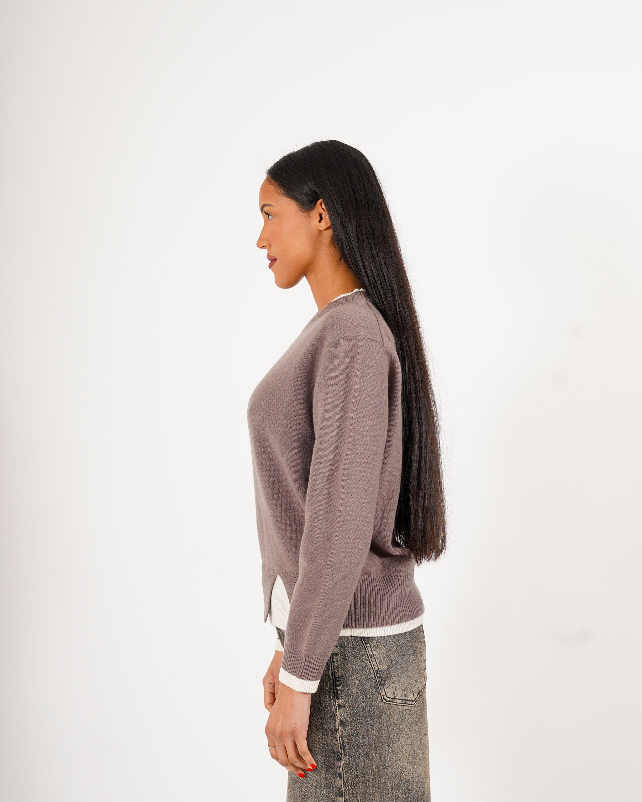 Maglia girocollo con dettaglio sul collo e fondo - Tiepida