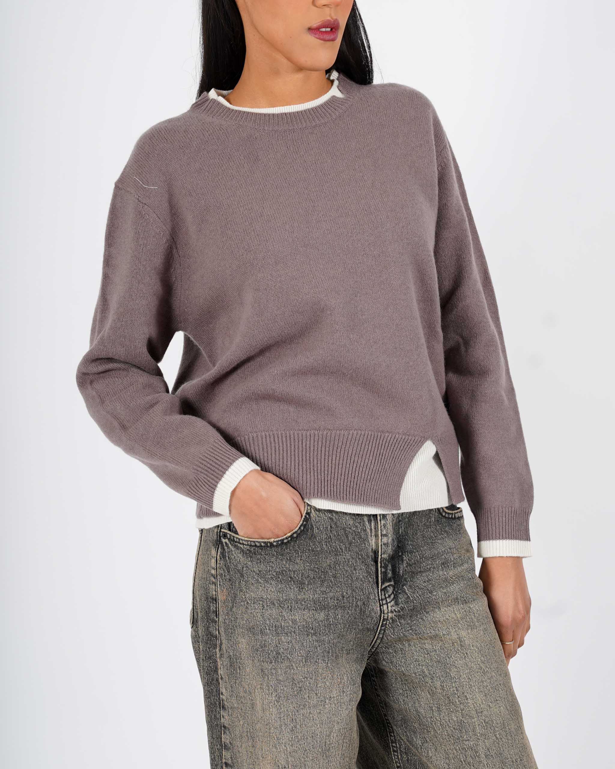 Maglia girocollo con dettaglio sul collo e fondo - Tiepida