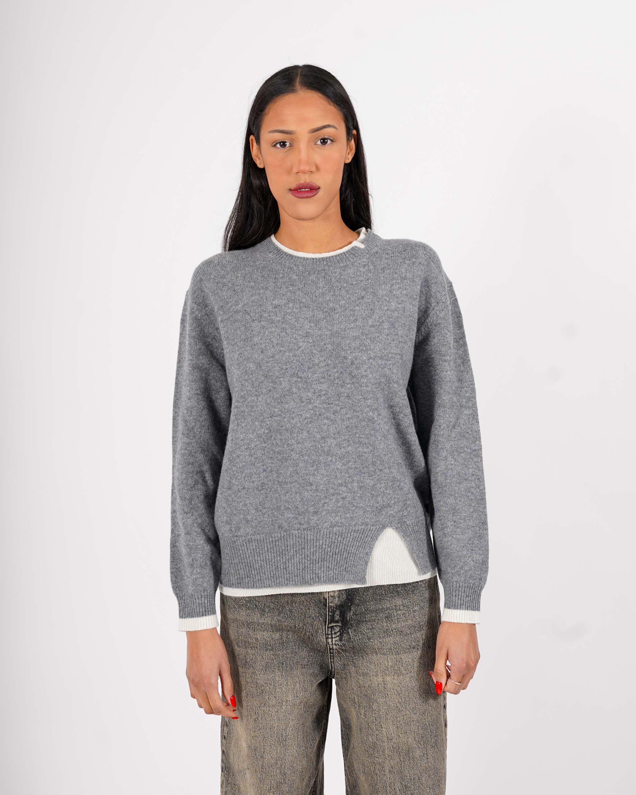 Maglia girocollo con dettaglio sul collo e fondo - Tiepida