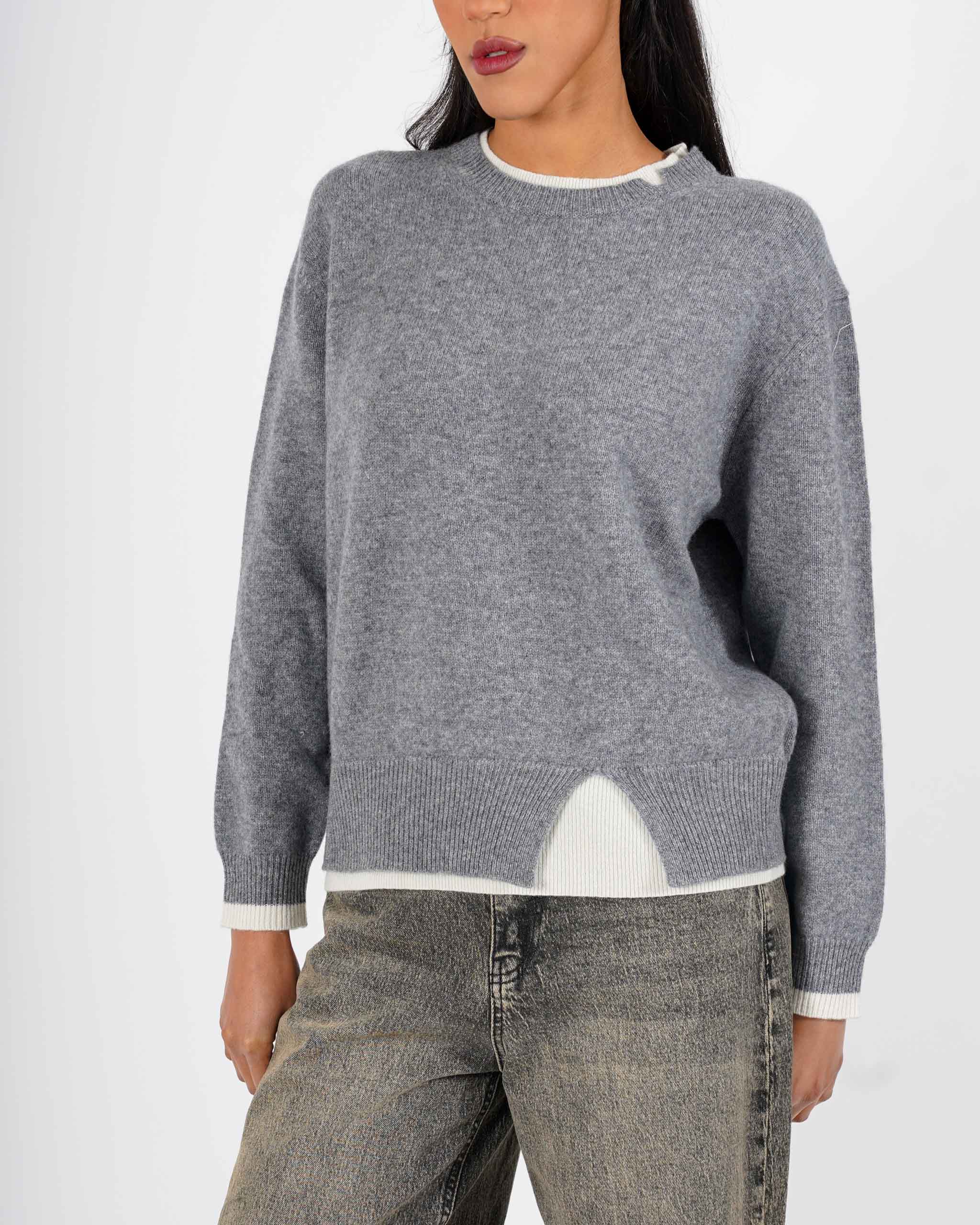 Maglia girocollo con dettaglio sul collo e fondo - Tiepida