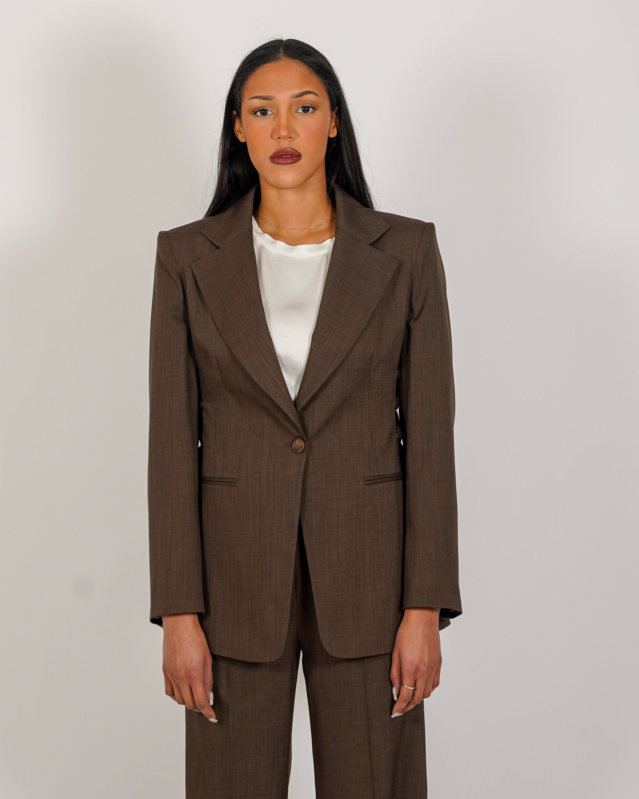 Giacca monopetto con stringhe laterali - Letale