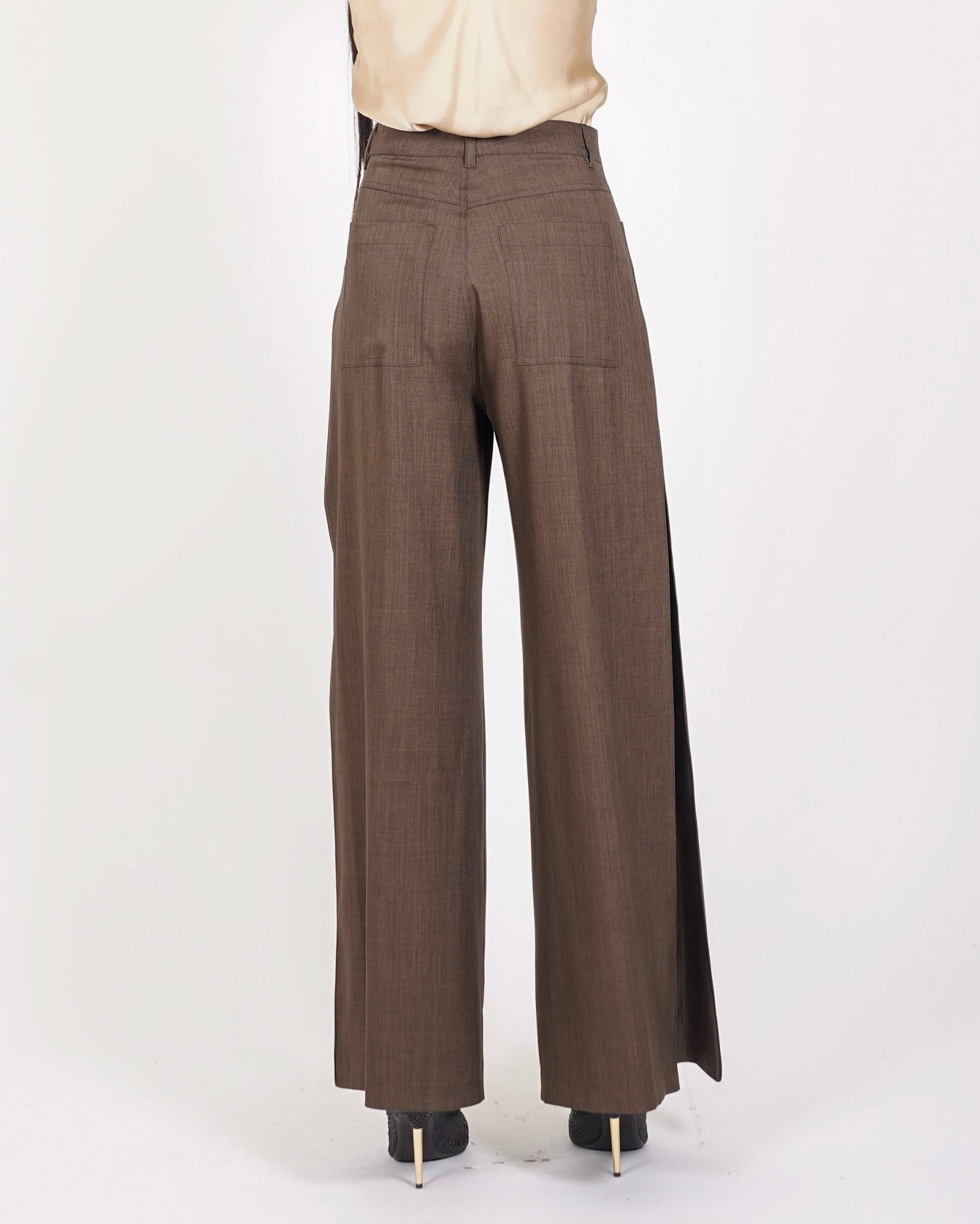 Pantaloni palazzo vita alta gamba larga in ecofibra - Numerica
