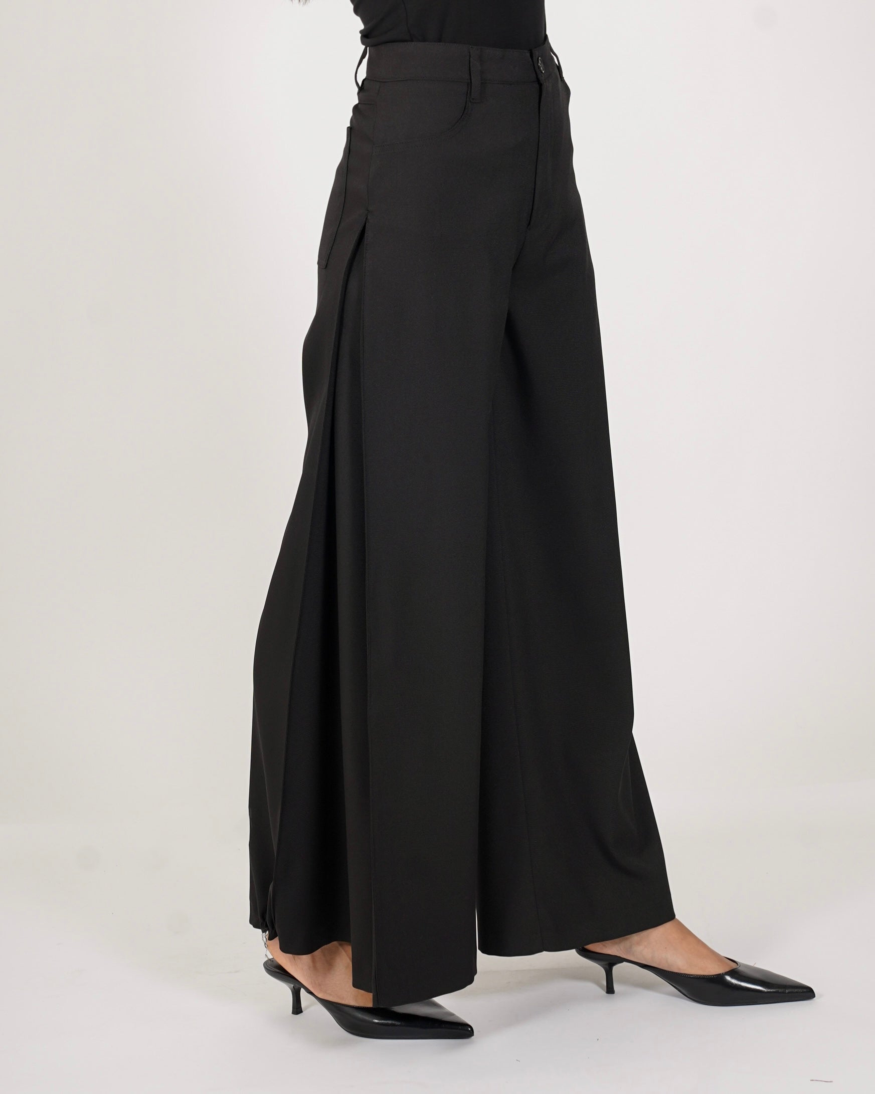 Pantaloni palazzo vita alta gamba larga in ecofibra - Numerica