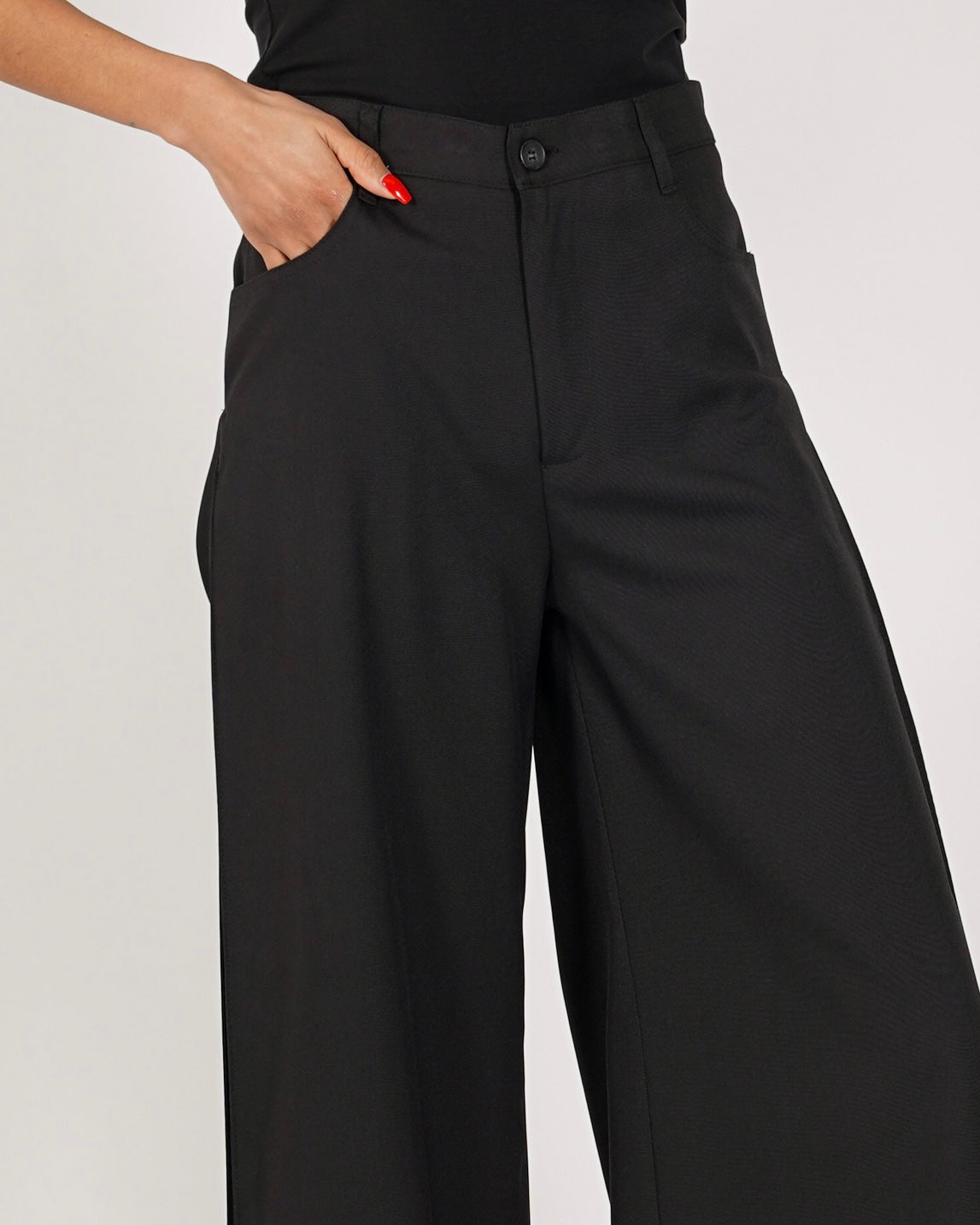 Pantaloni palazzo vita alta gamba larga in ecofibra - Numerica