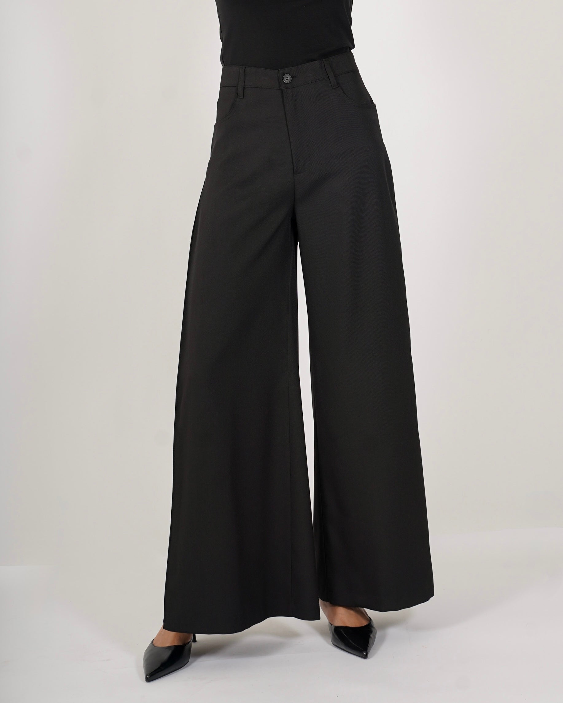 Pantaloni palazzo vita alta gamba larga in ecofibra - Numerica