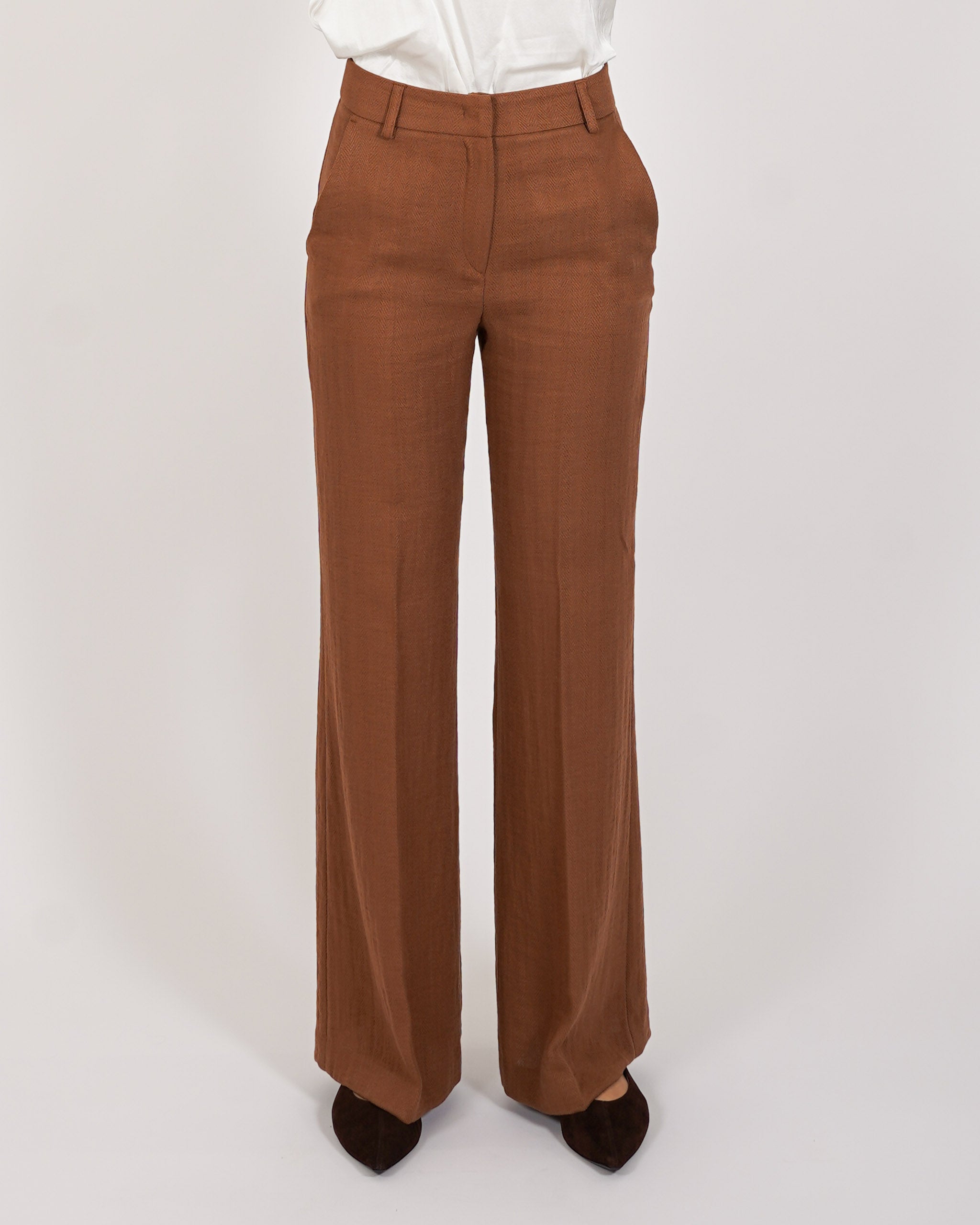 Pantaloni palazzo vita alta in mano lino - Roberts