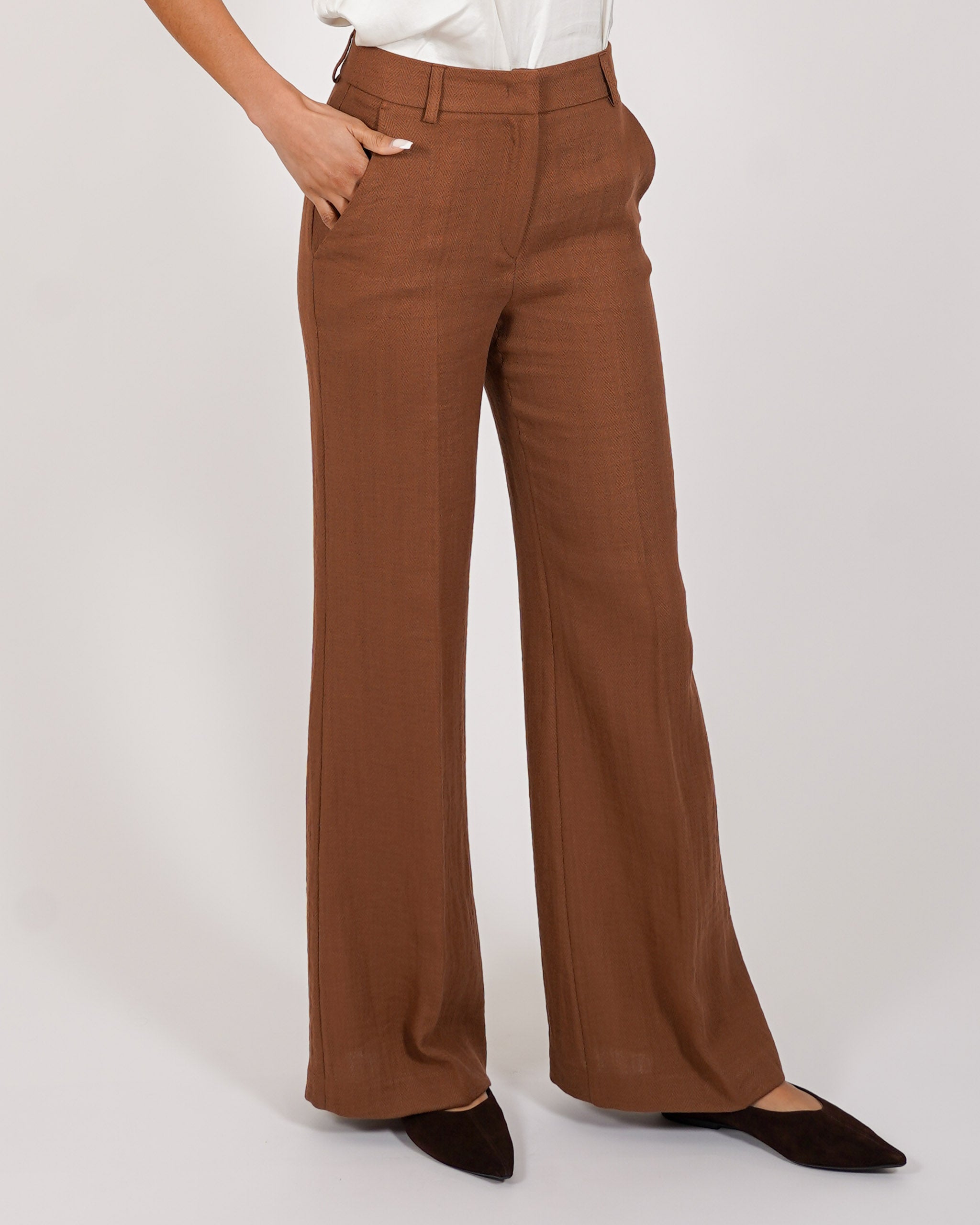 Pantaloni palazzo vita alta in mano lino - Roberts