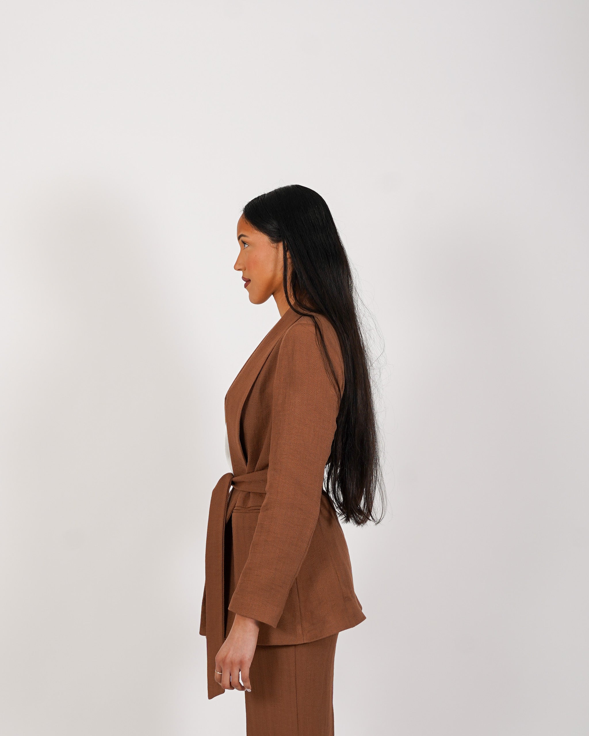 Giacca sciallata con cintura in mano lino - Biferno