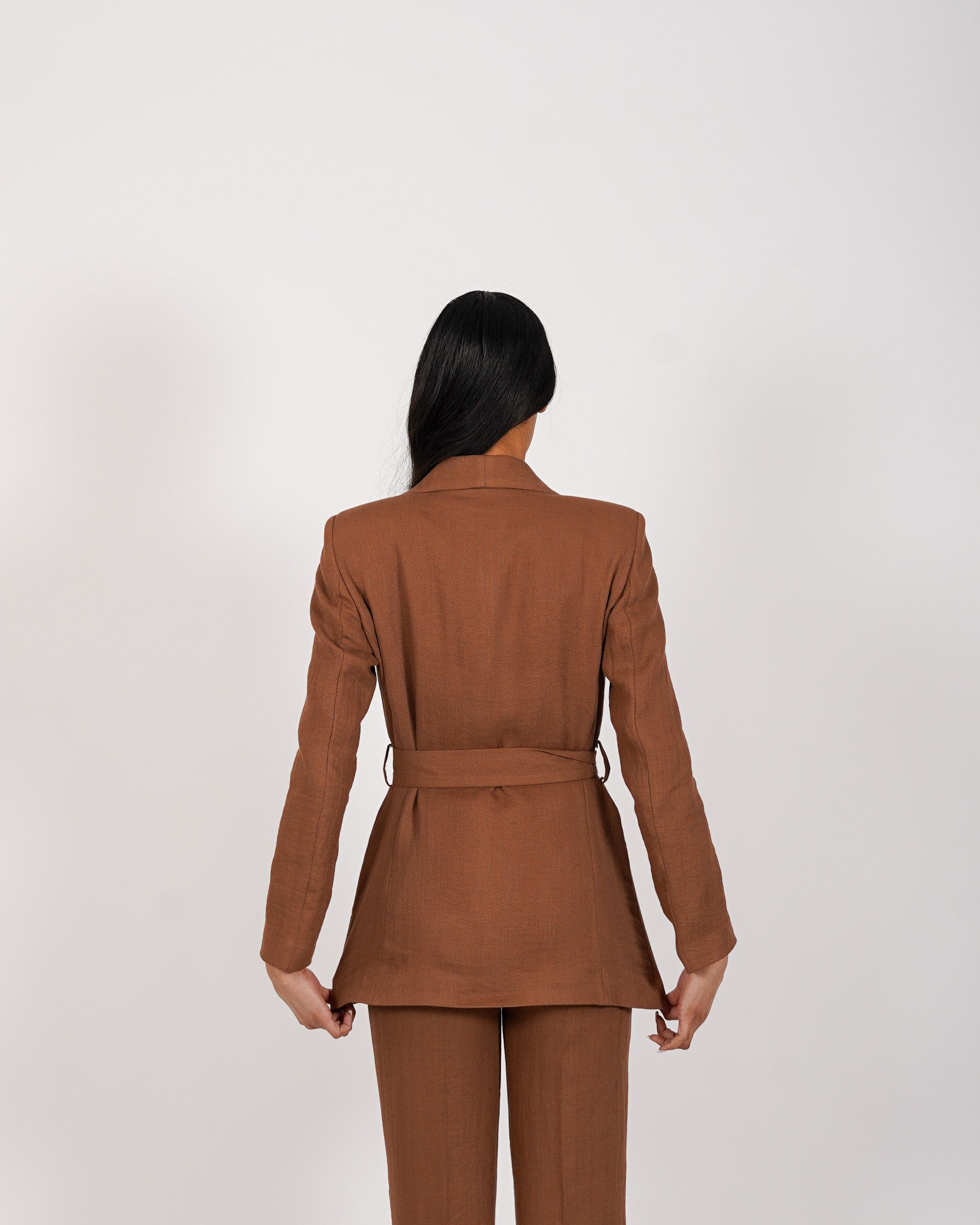 Giacca sciallata con cintura in mano lino - Biferno