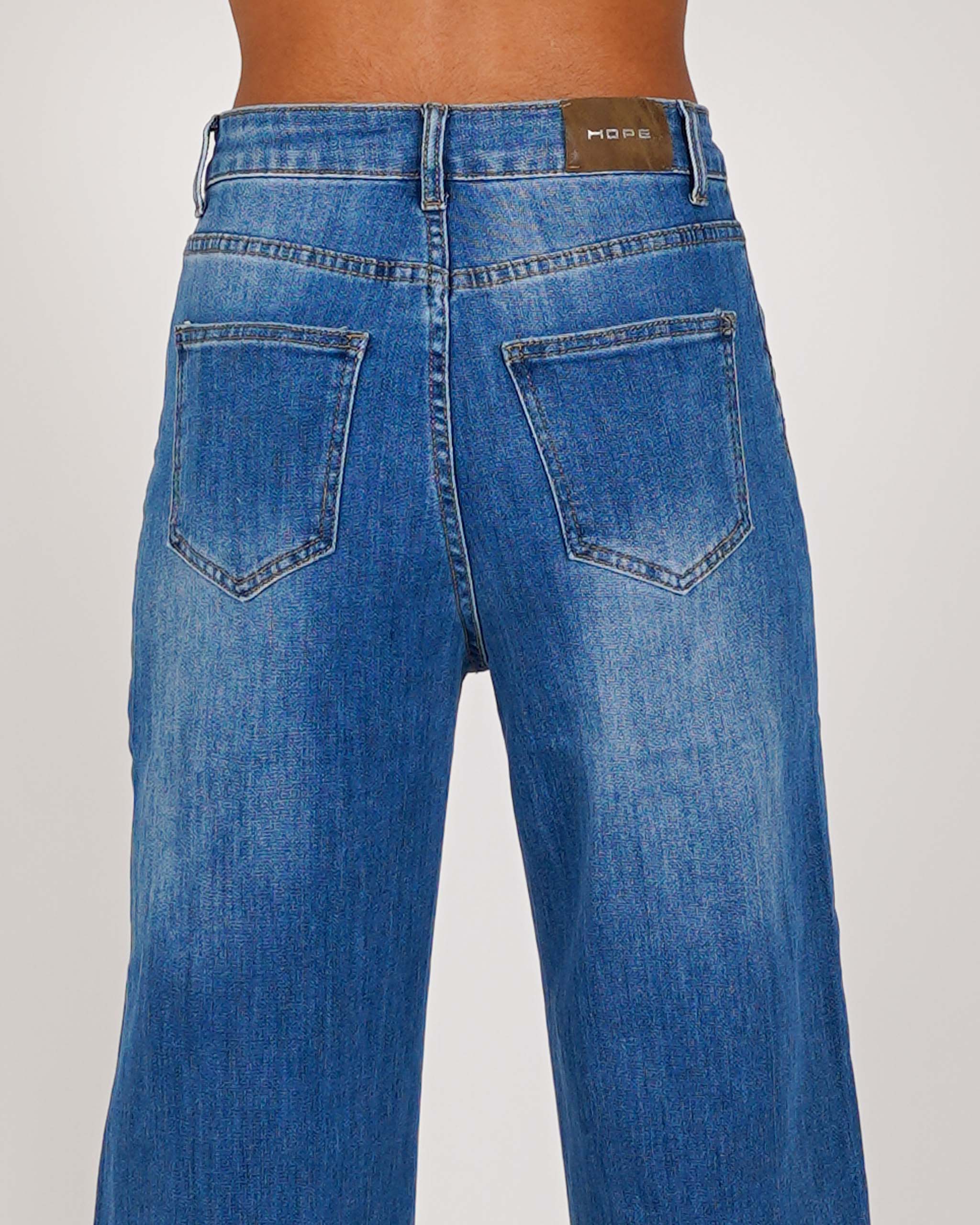 Jeans balloon fit con fondo a frange in tela denim - Dorothy