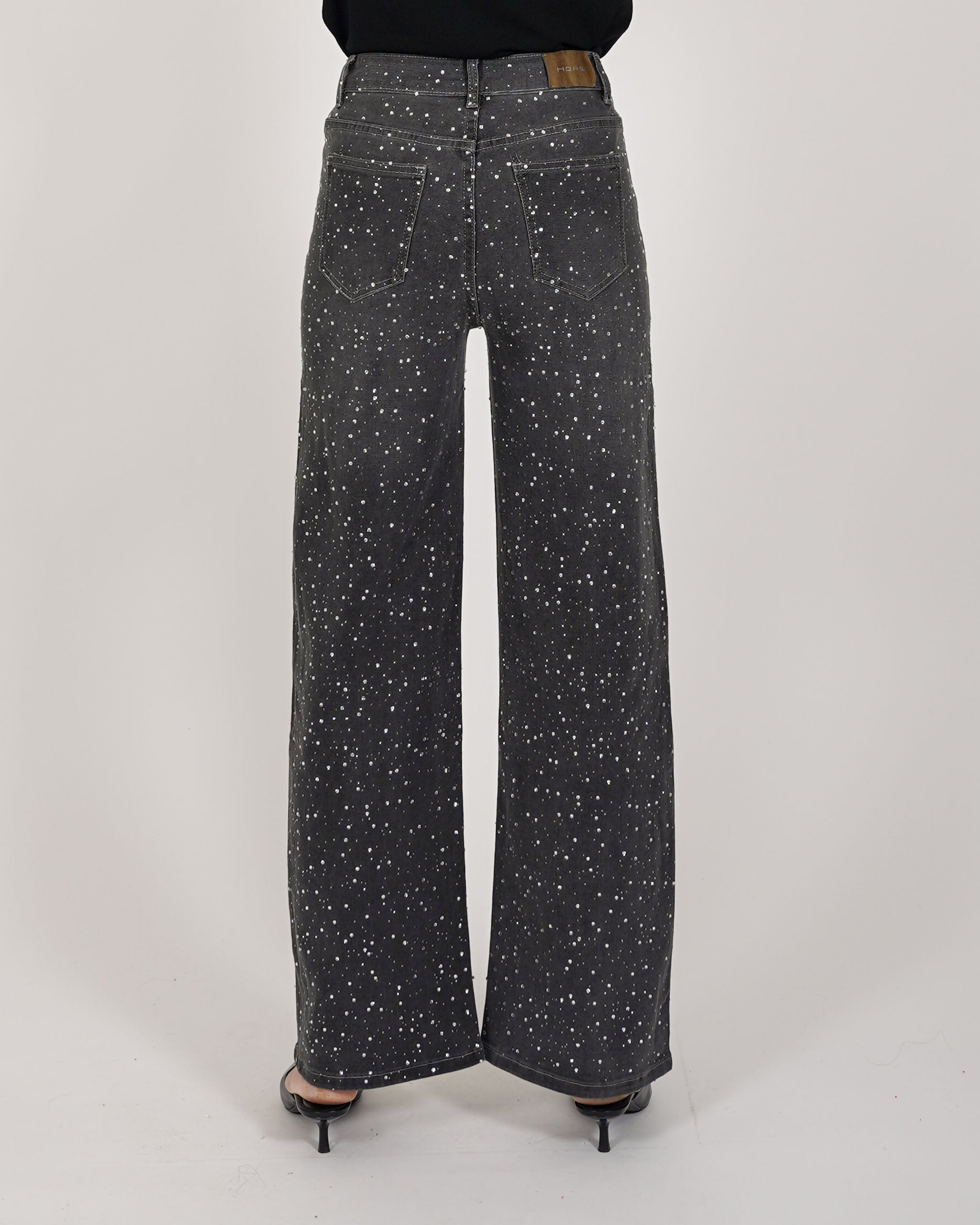 Jeans balloon fit full paillettes in tela denim - Gladys