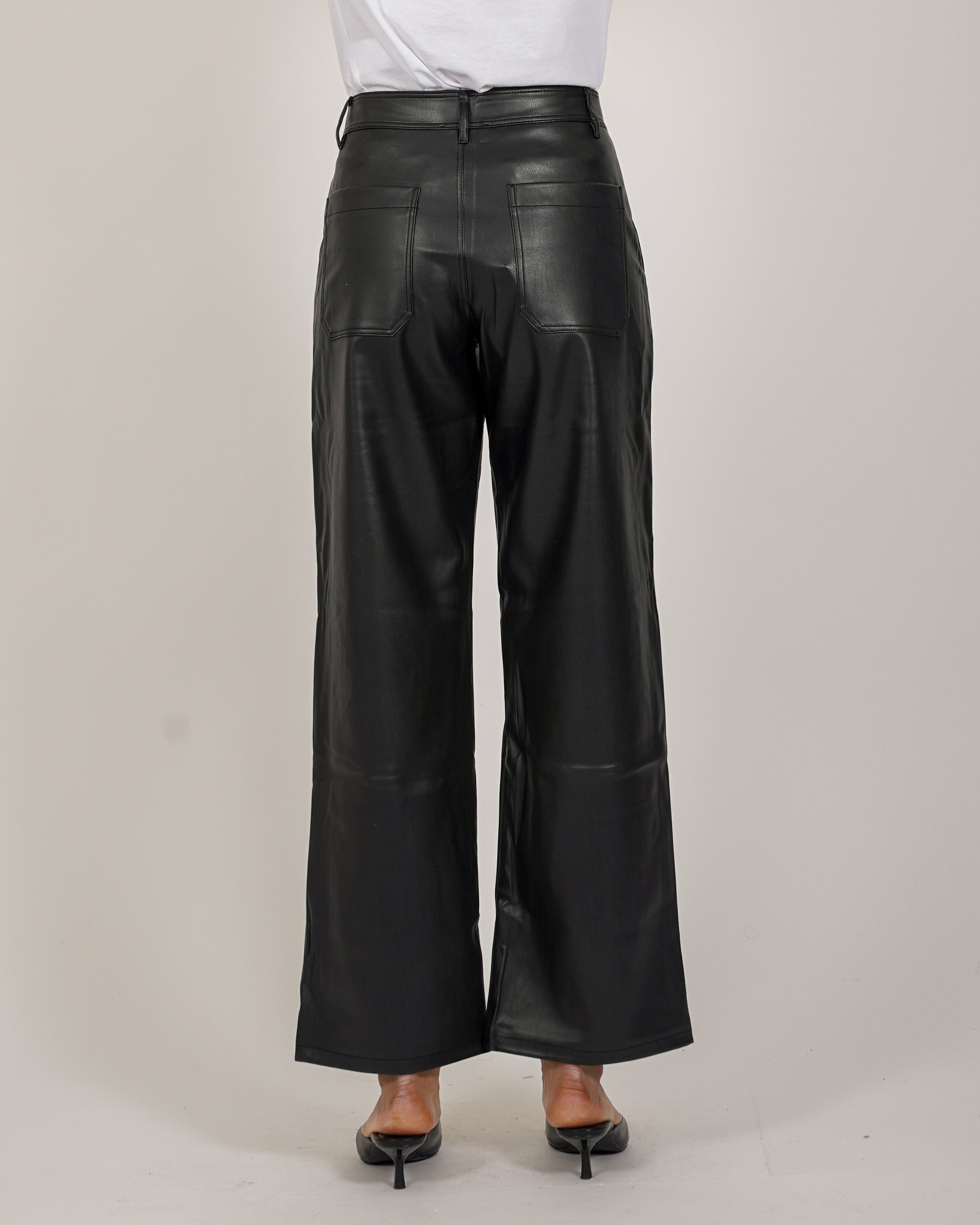 Pantaloni regular fit in ecopelle - Ethel