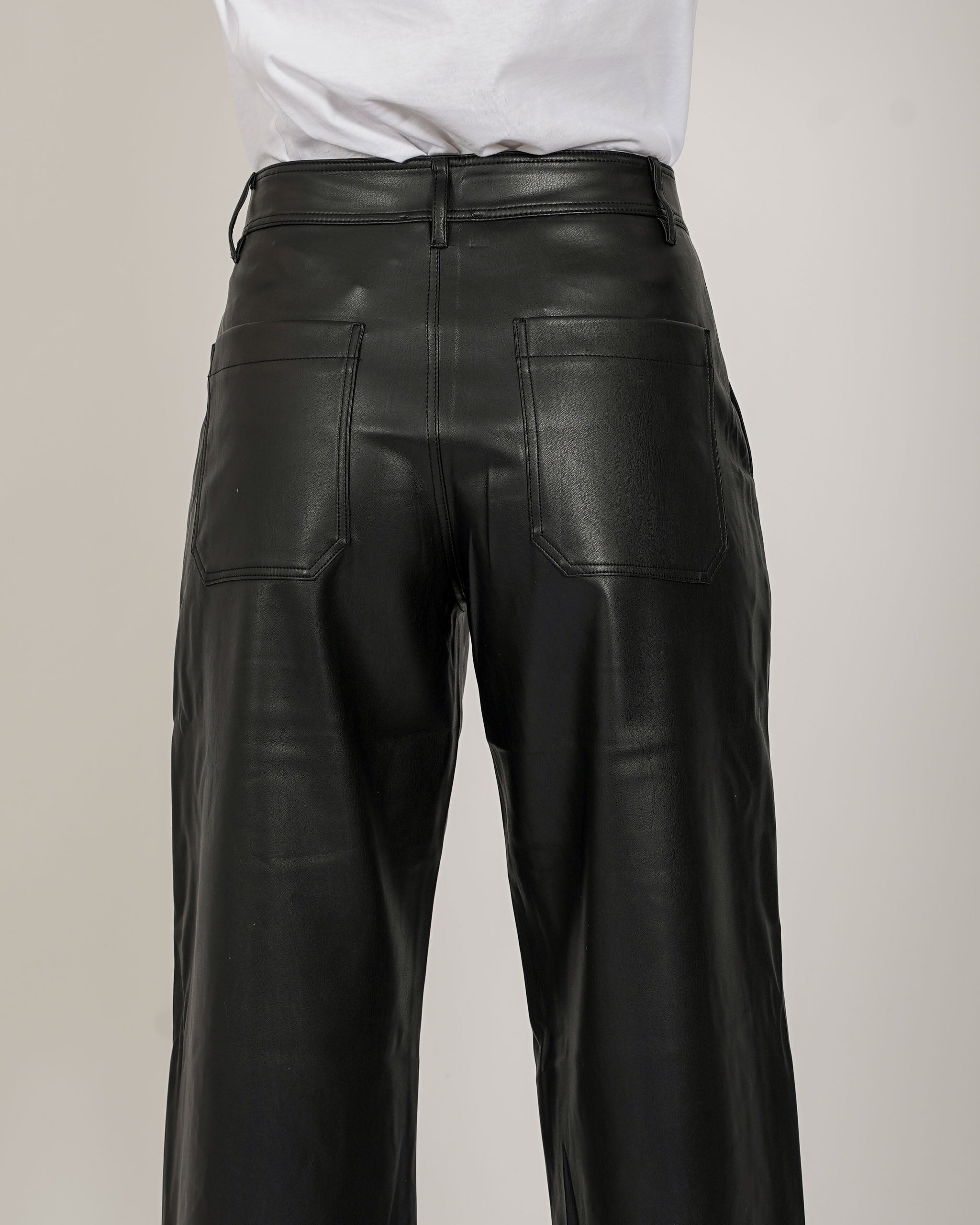 Pantaloni regular fit in ecopelle - Ethel