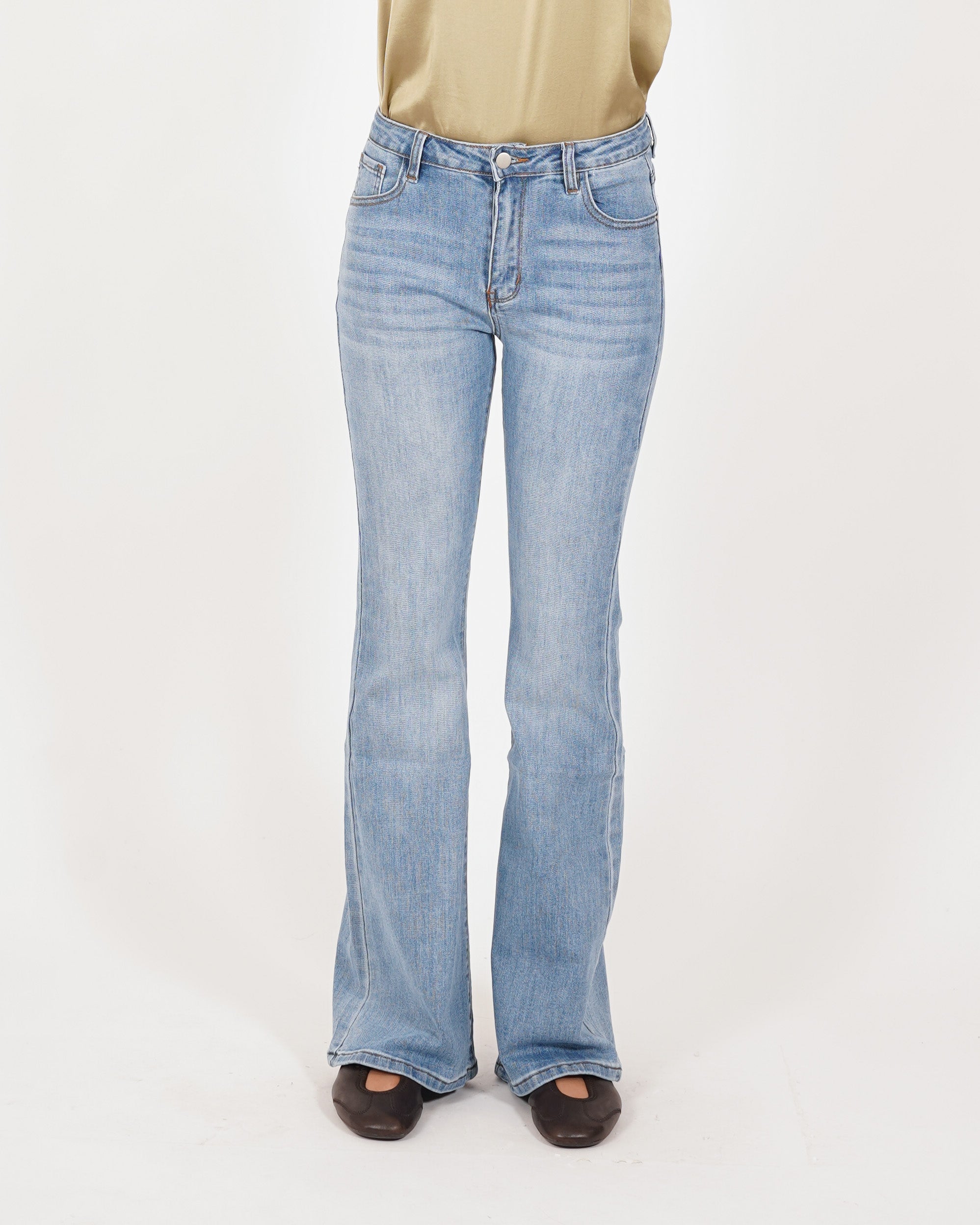 Jeans stretch gamba larga con vita regolare  - Wilma