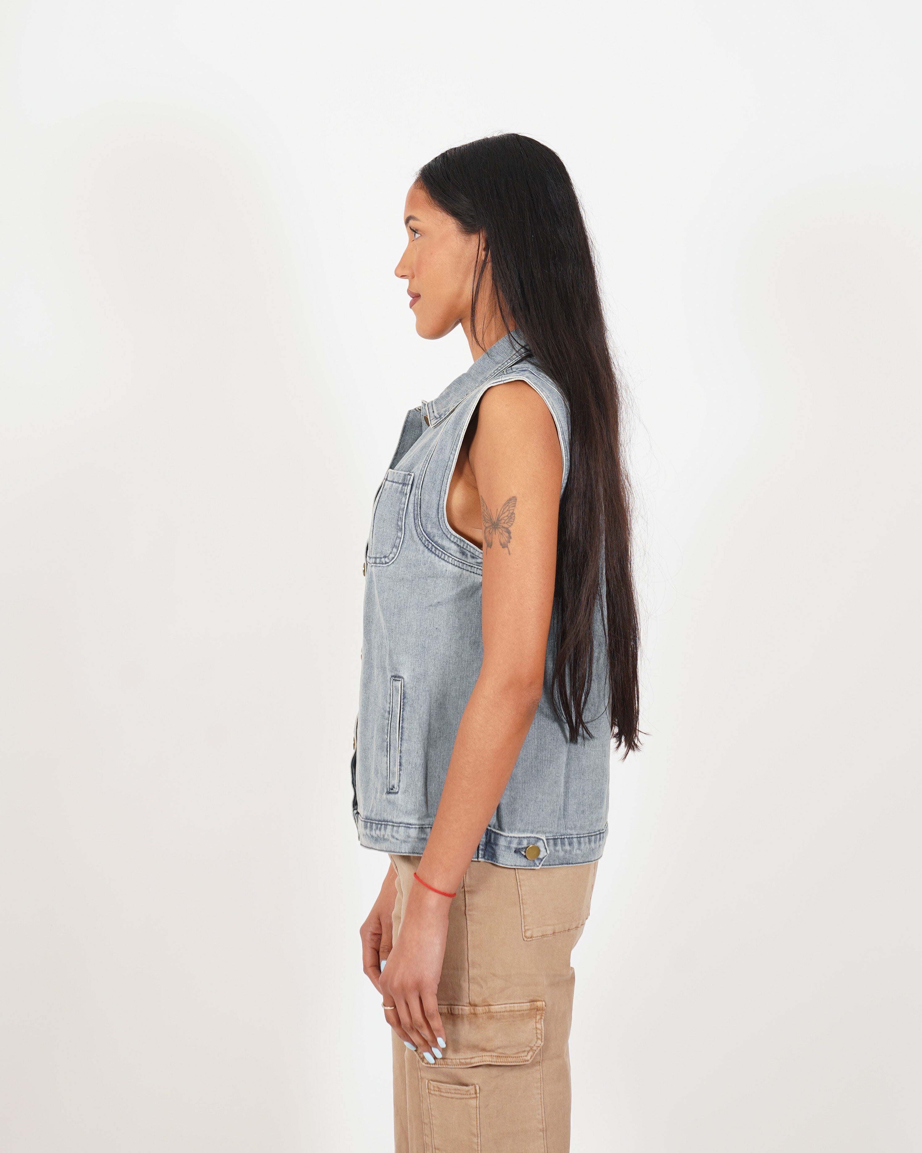 Gilet over in tessuto jeans - Zaffira