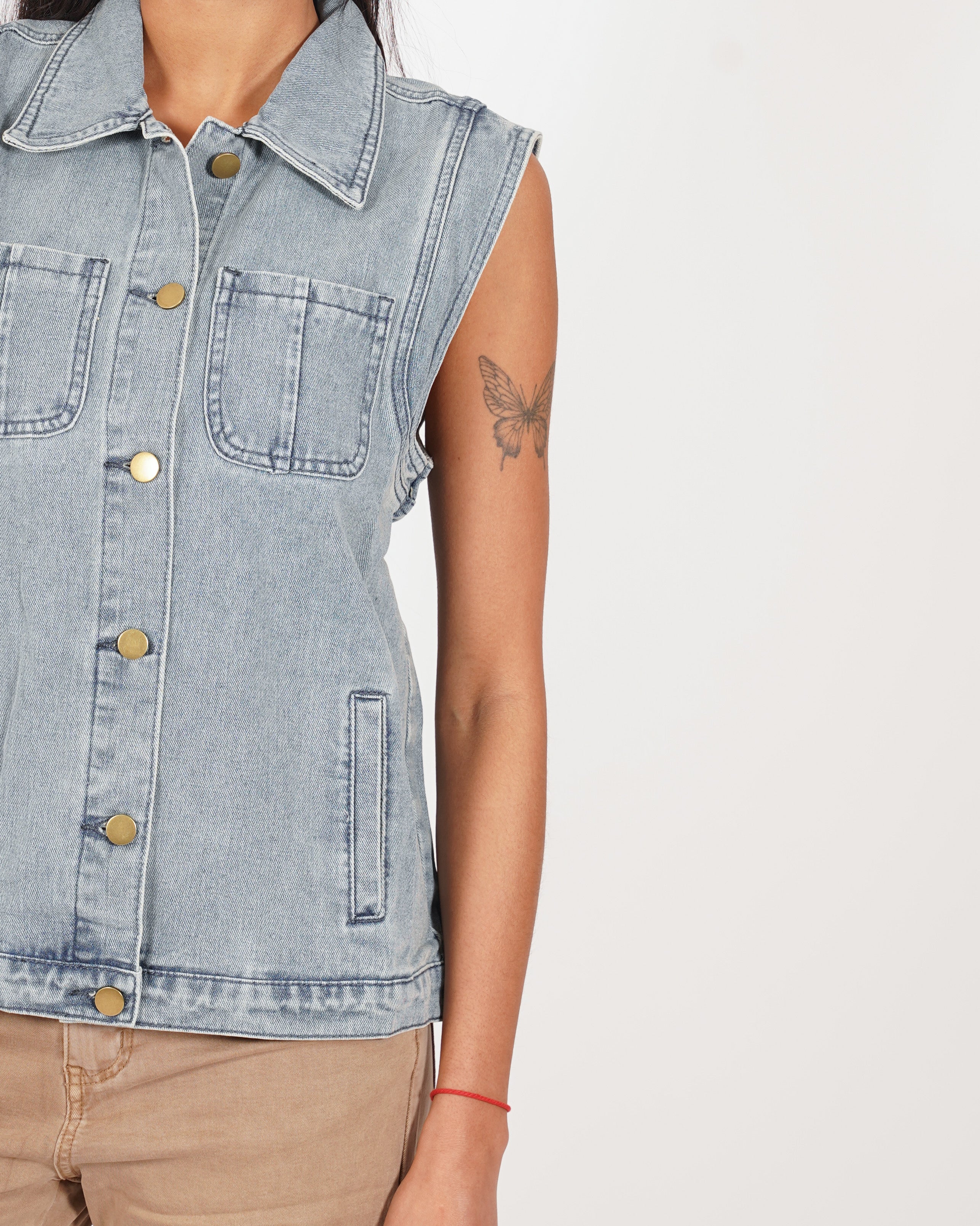 Gilet over in tessuto jeans - Zaffira