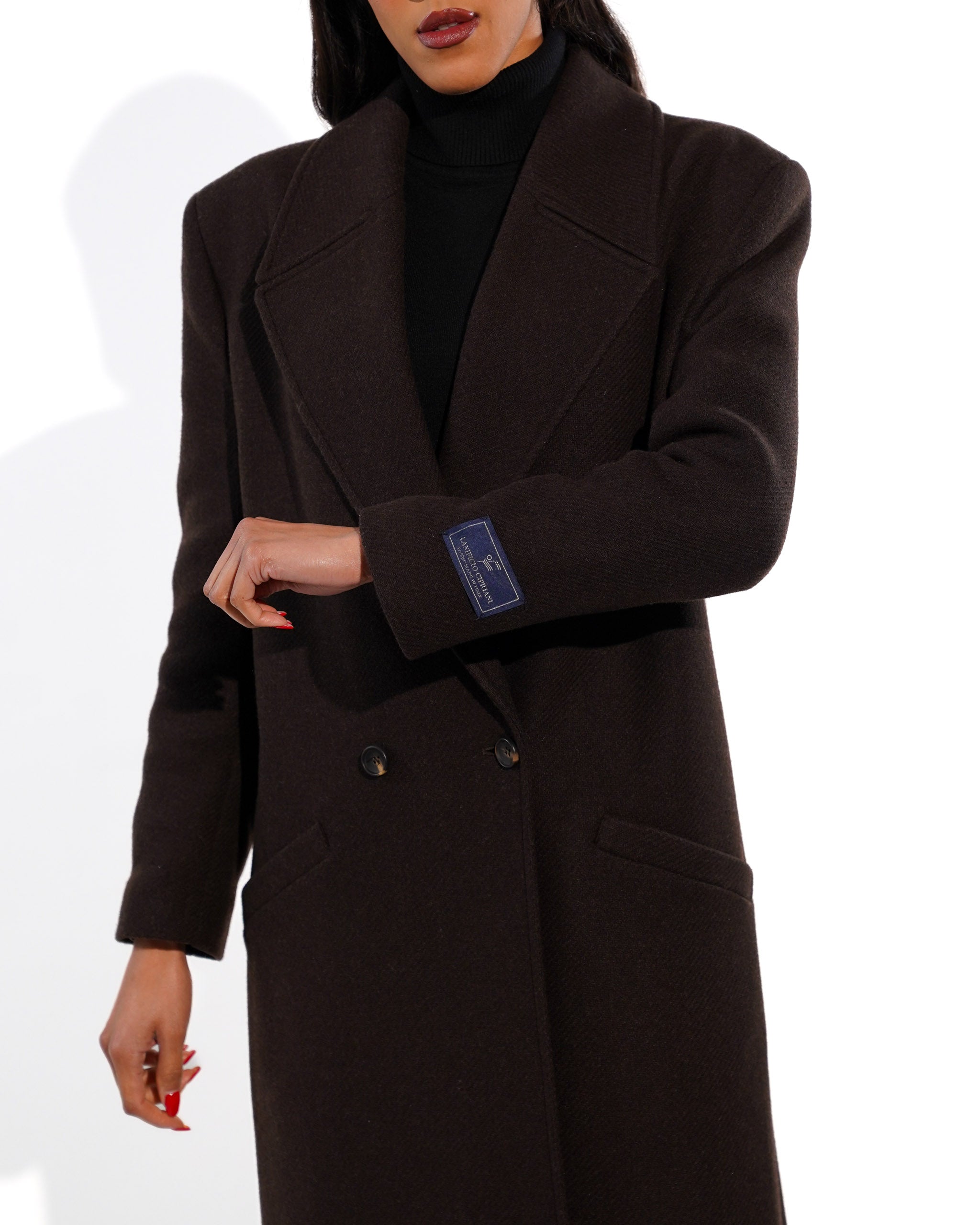 Cappotto lungo doppio petto over in misto lana - Gabriel