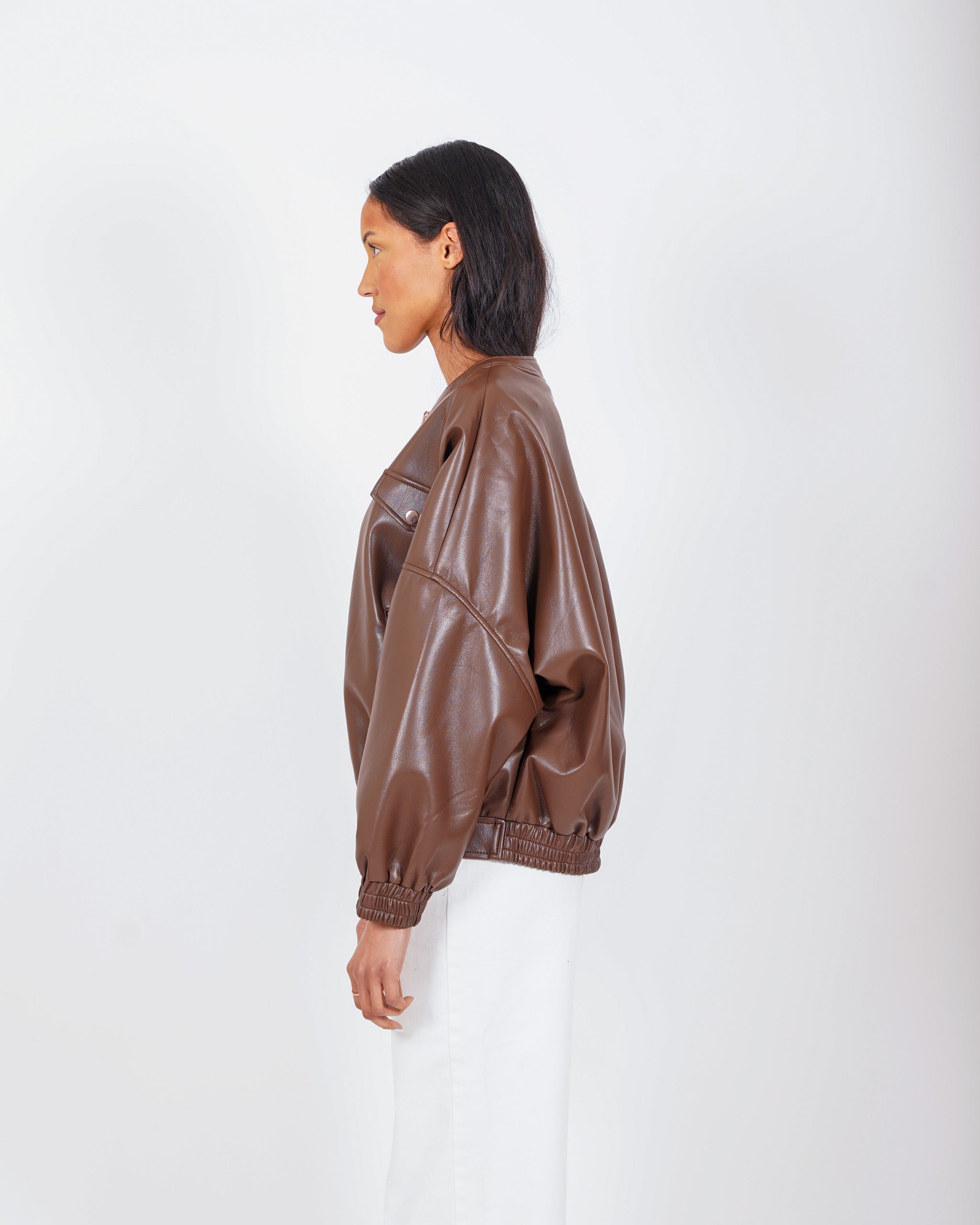 Bomber collo coreano in ecopelle - Swift