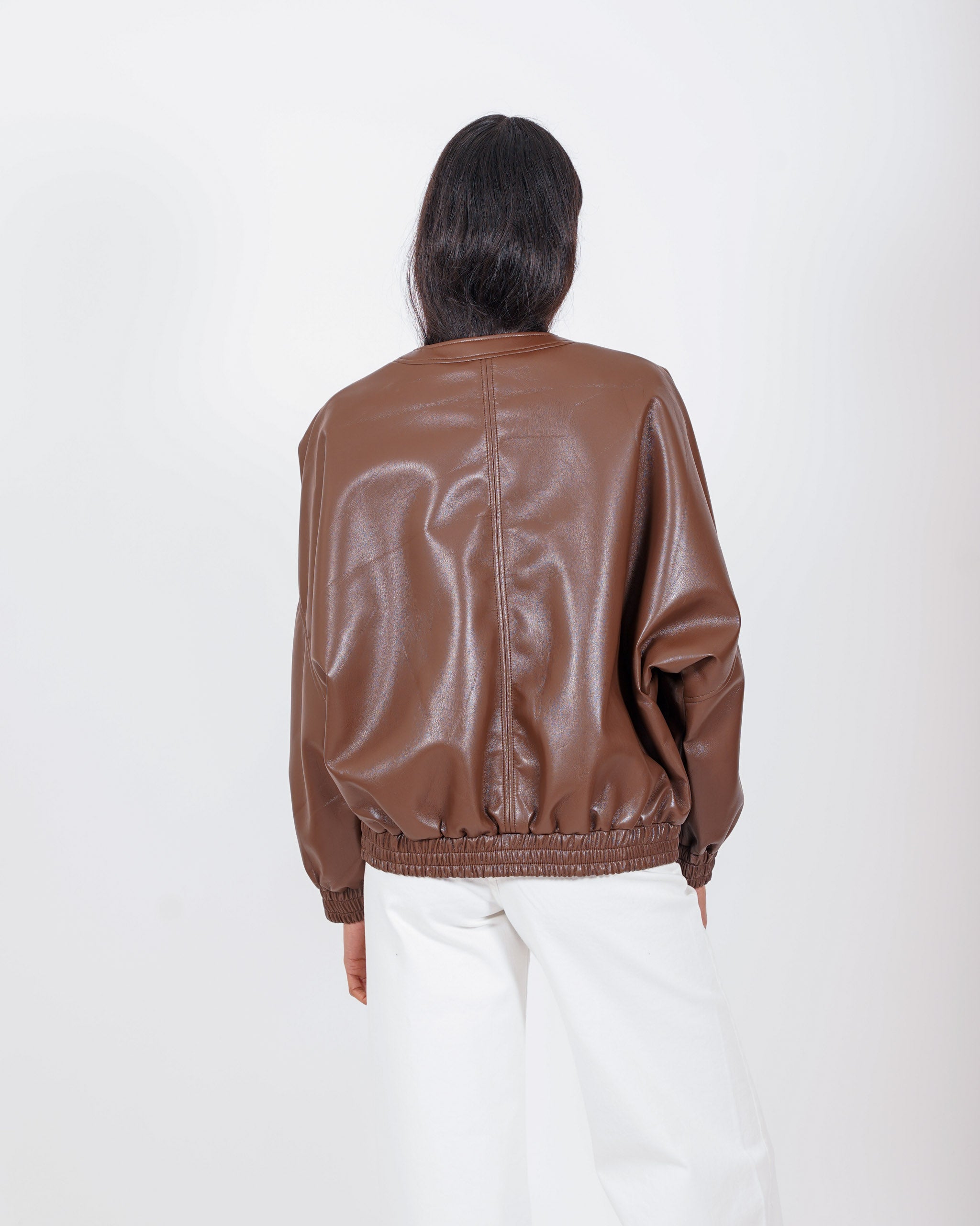 Bomber collo coreano in ecopelle - Swift