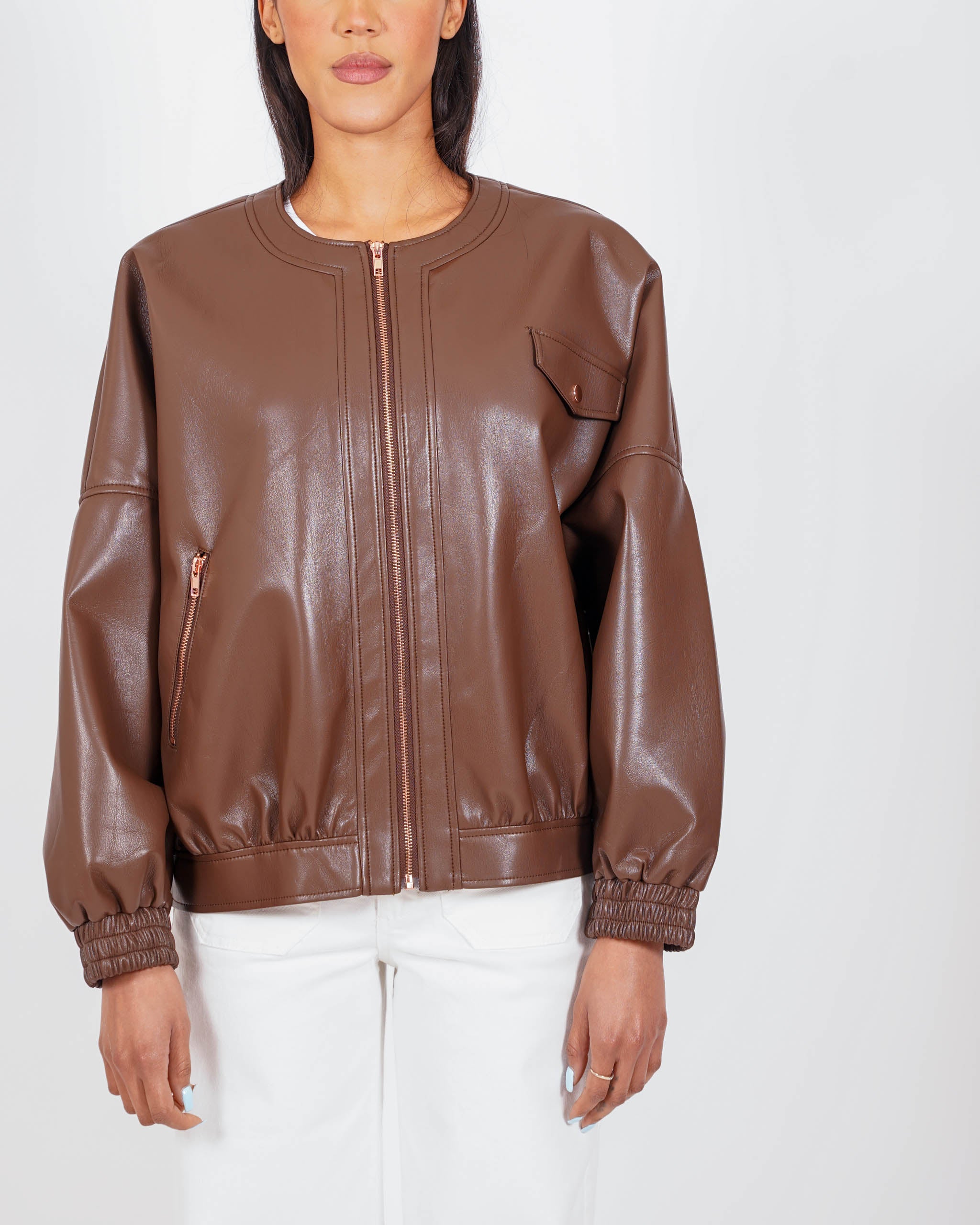 Bomber collo coreano in ecopelle - Swift