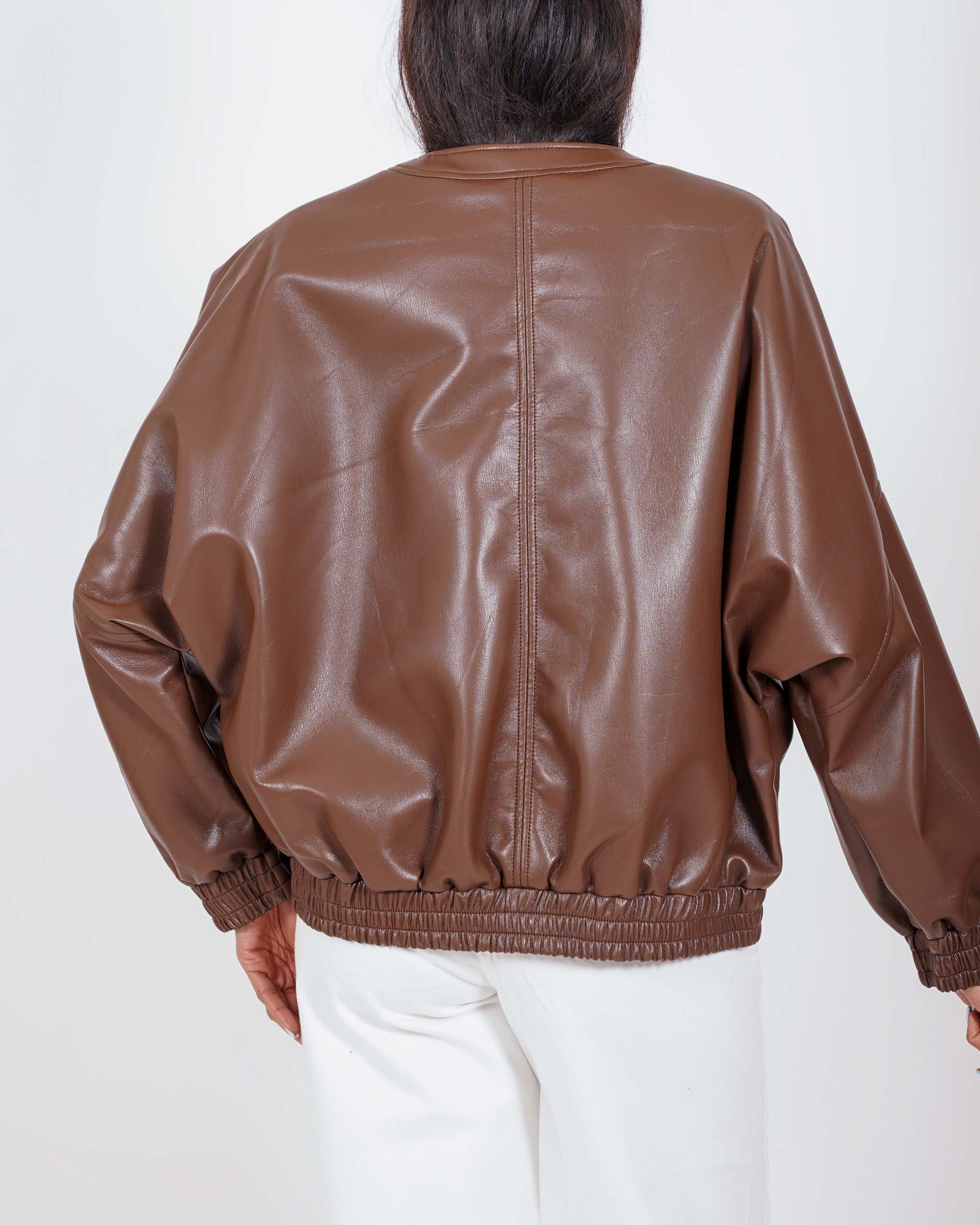 Bomber collo coreano in ecopelle - Swift