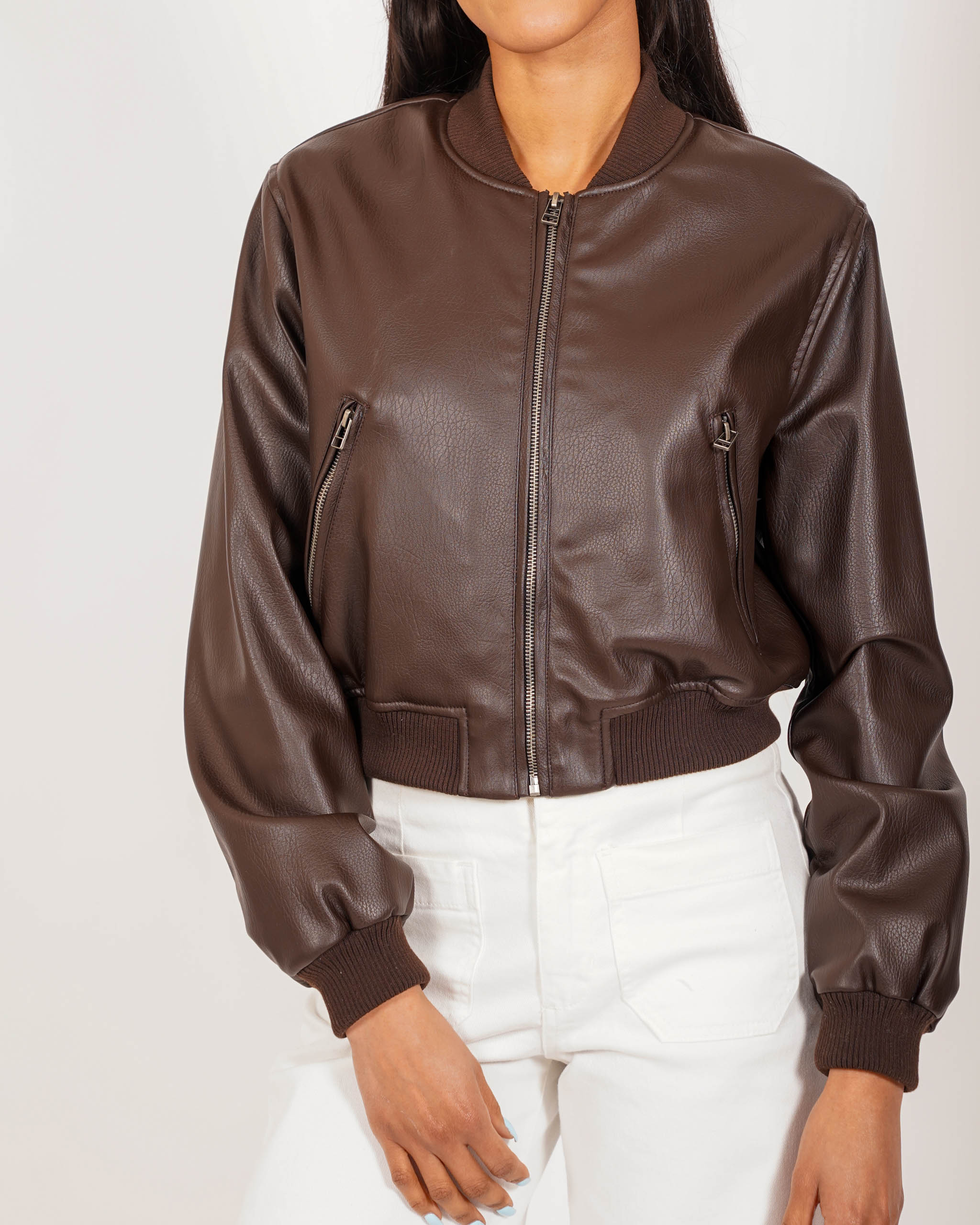 Bomber slim fit in ecopelle - Carly