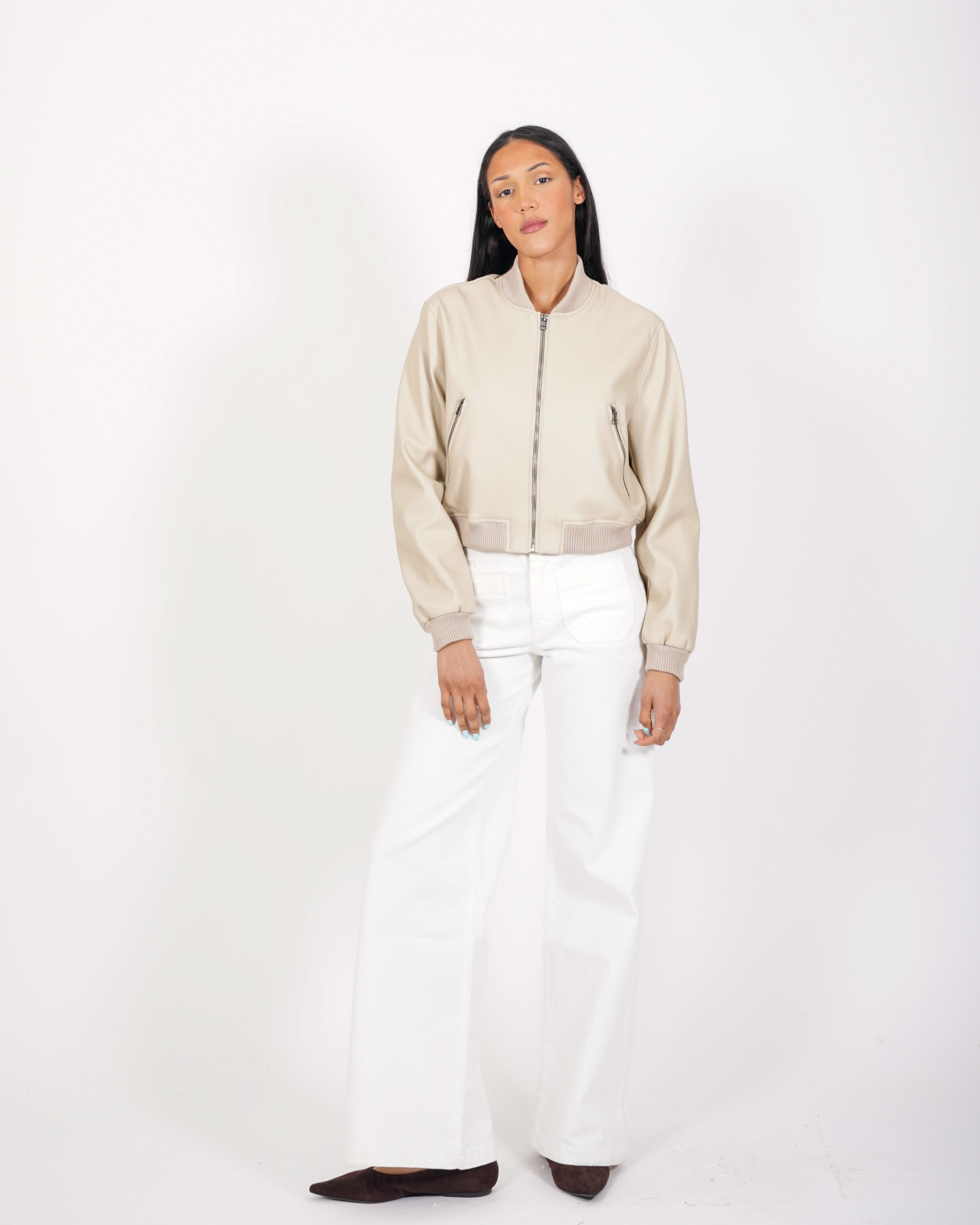 Bomber slim fit in ecopelle - Carly