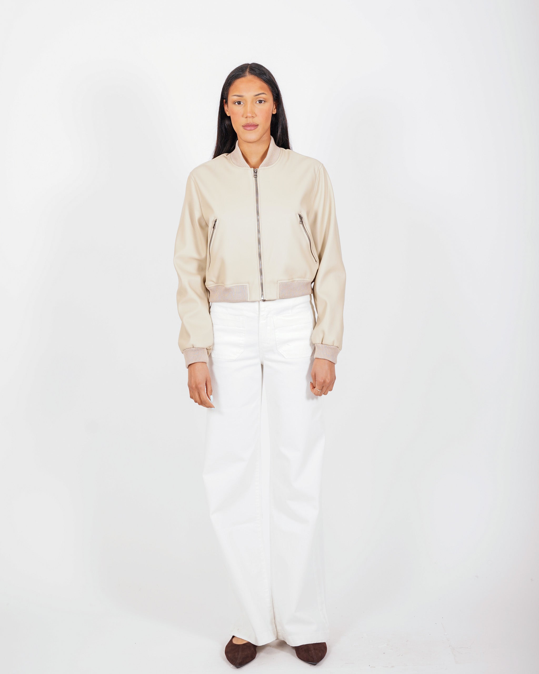 Bomber slim fit in ecopelle - Carly