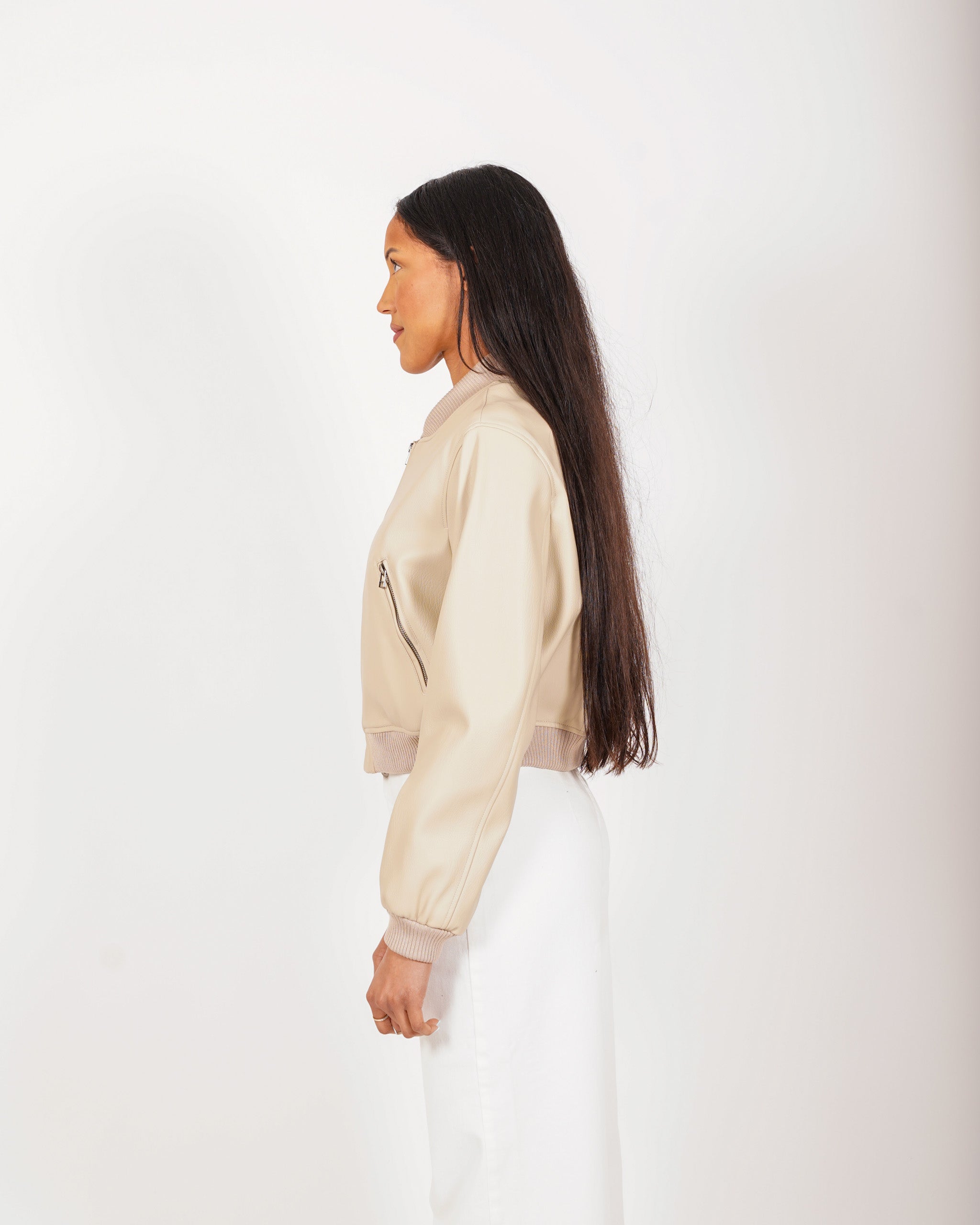 Bomber slim fit in ecopelle - Carly