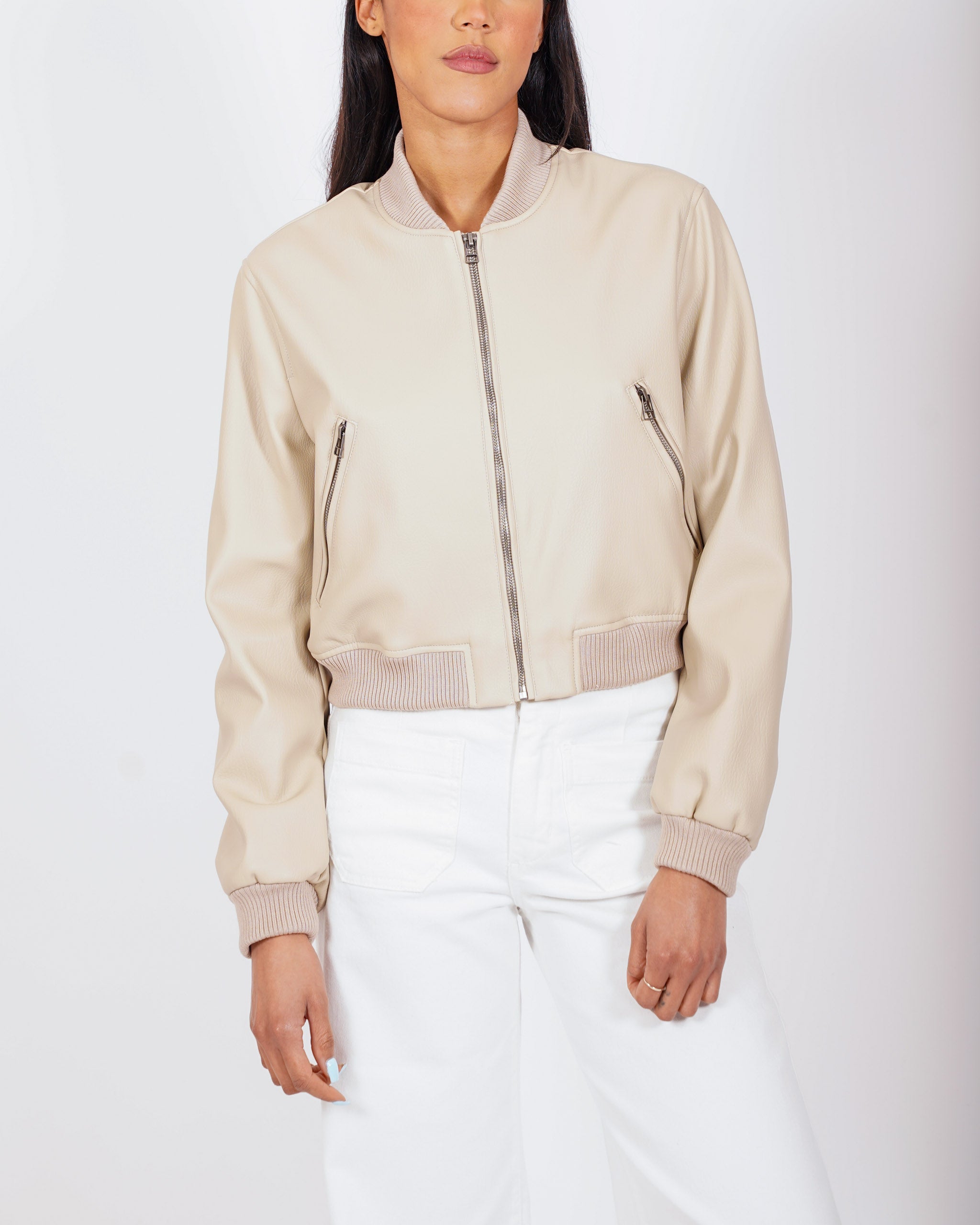 Bomber slim fit in ecopelle - Carly