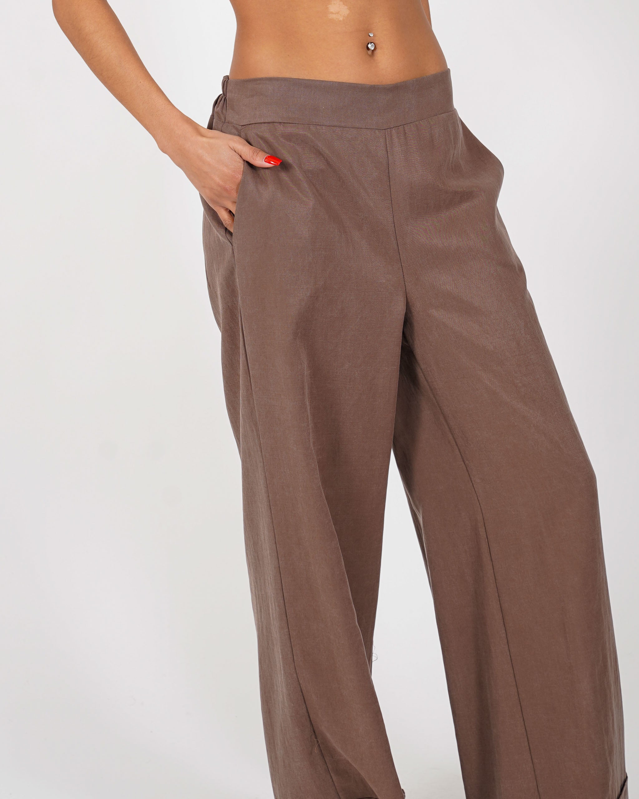 Pantaloni in tessuto fluido gamba larga - Harvej