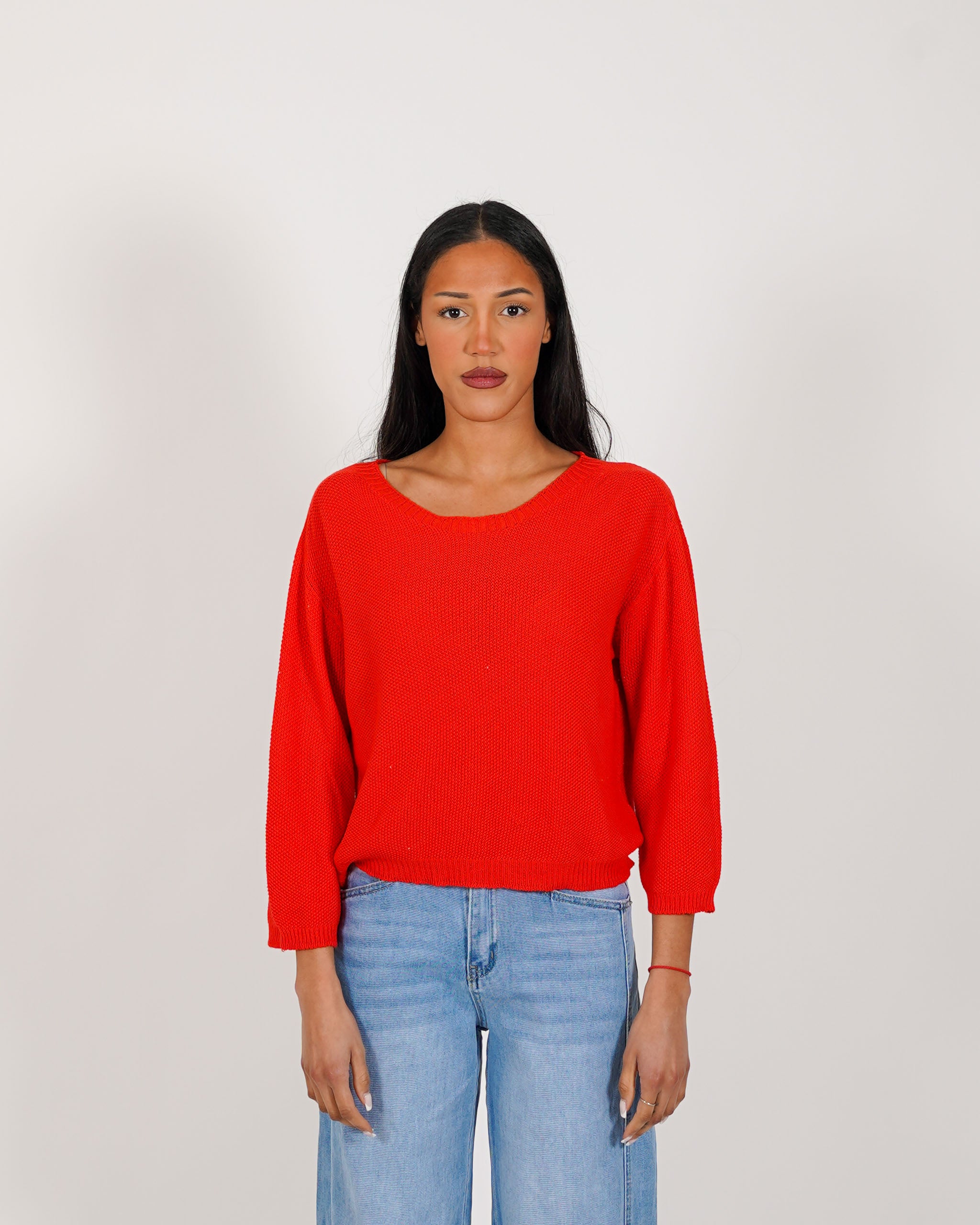 Maglia girocollo in trama punto riso - Petronia