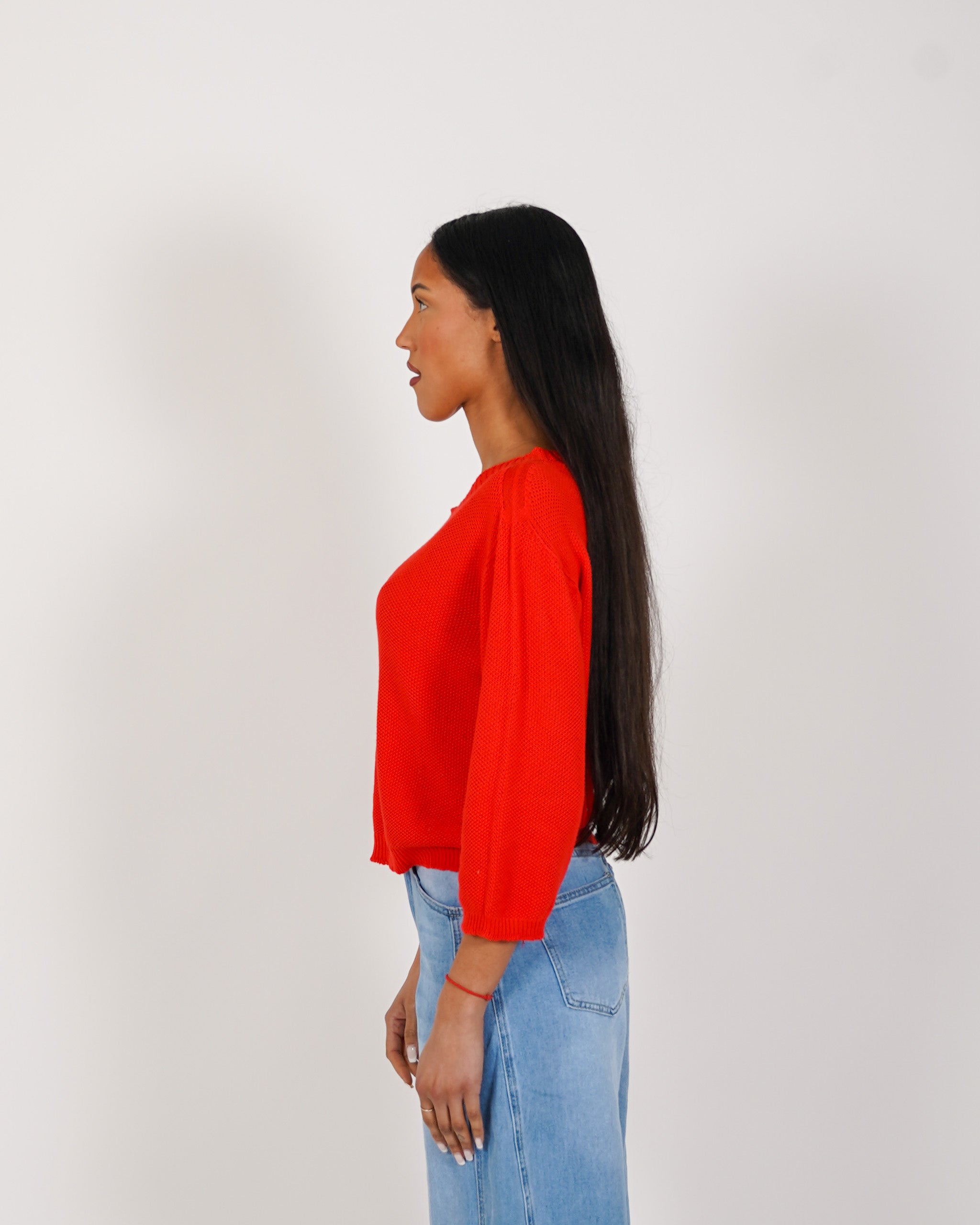 Maglia girocollo in trama punto riso - Petronia