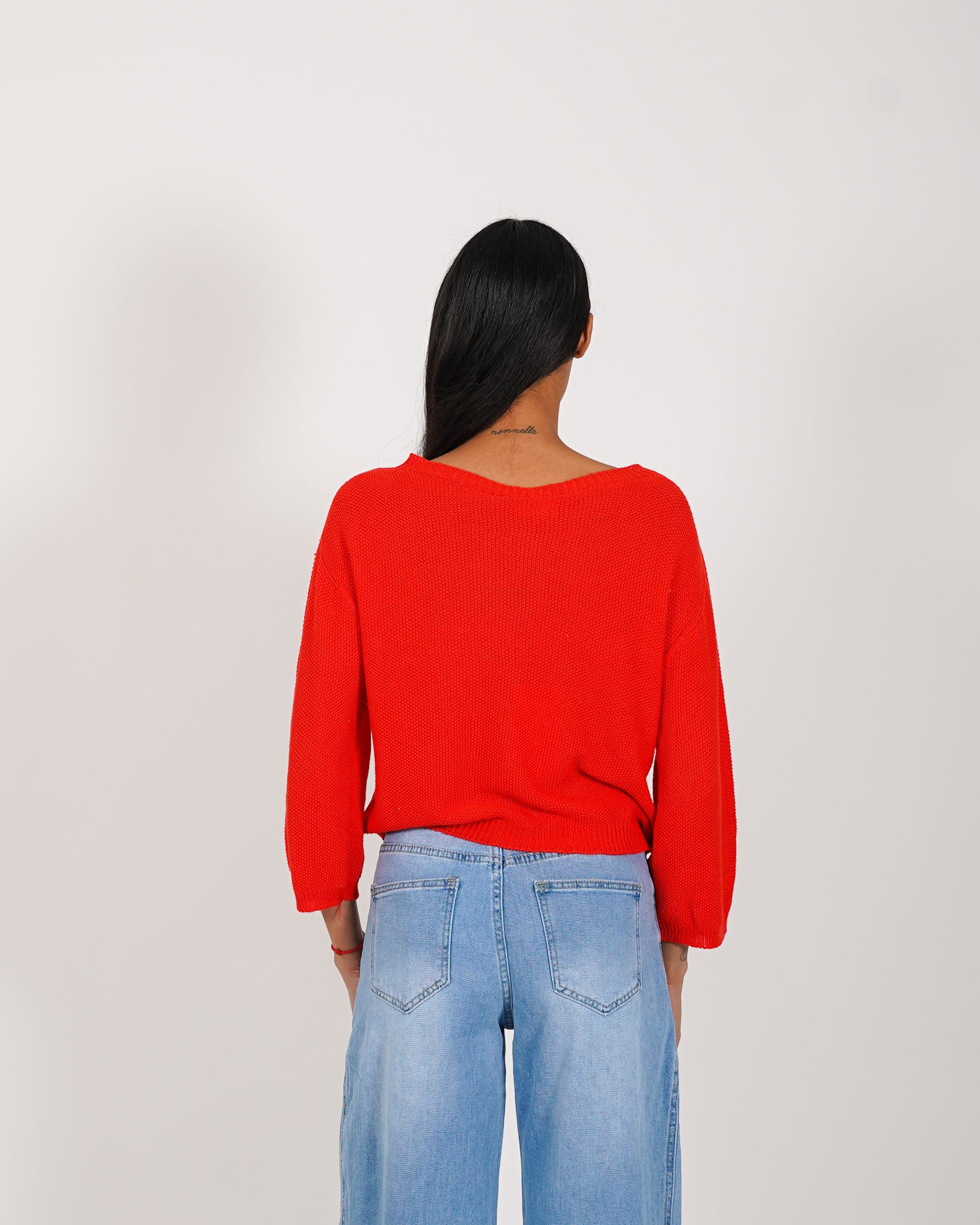 Maglia girocollo in trama punto riso - Petronia