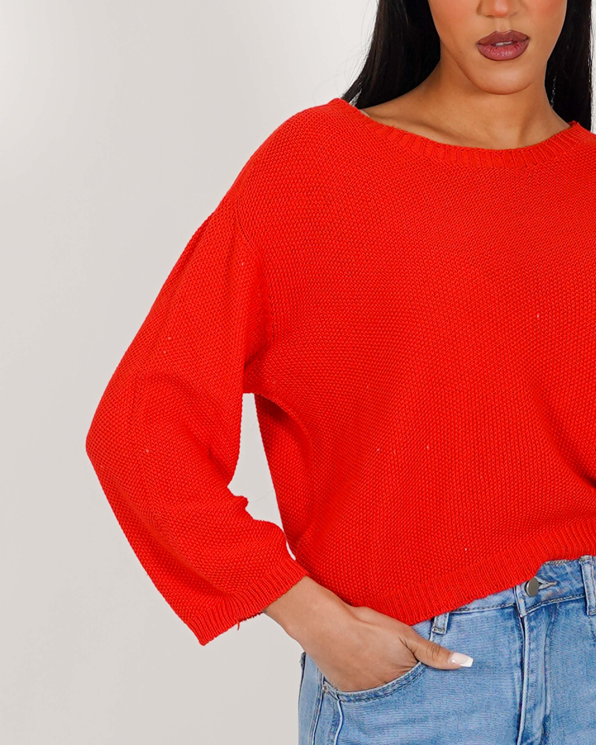 Maglia girocollo in trama punto riso - Petronia