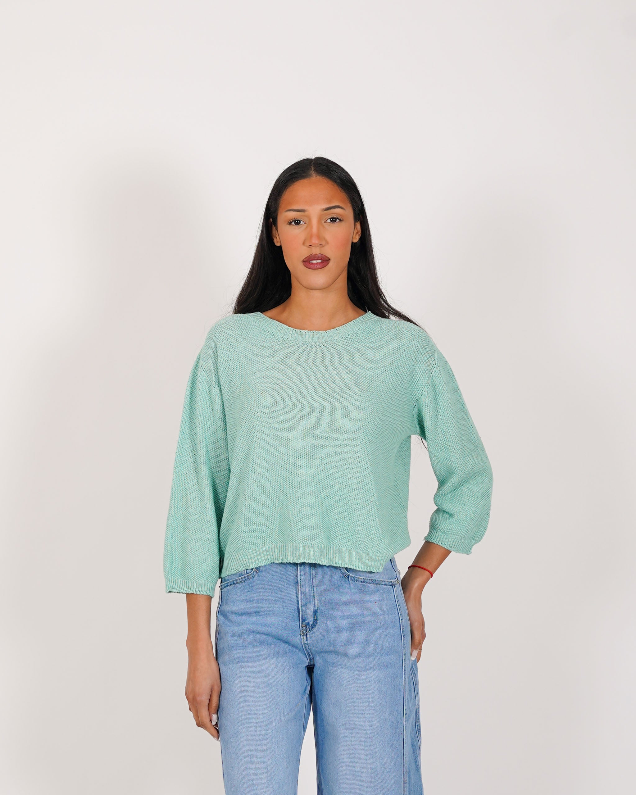 Maglia girocollo in trama punto riso - Petronia