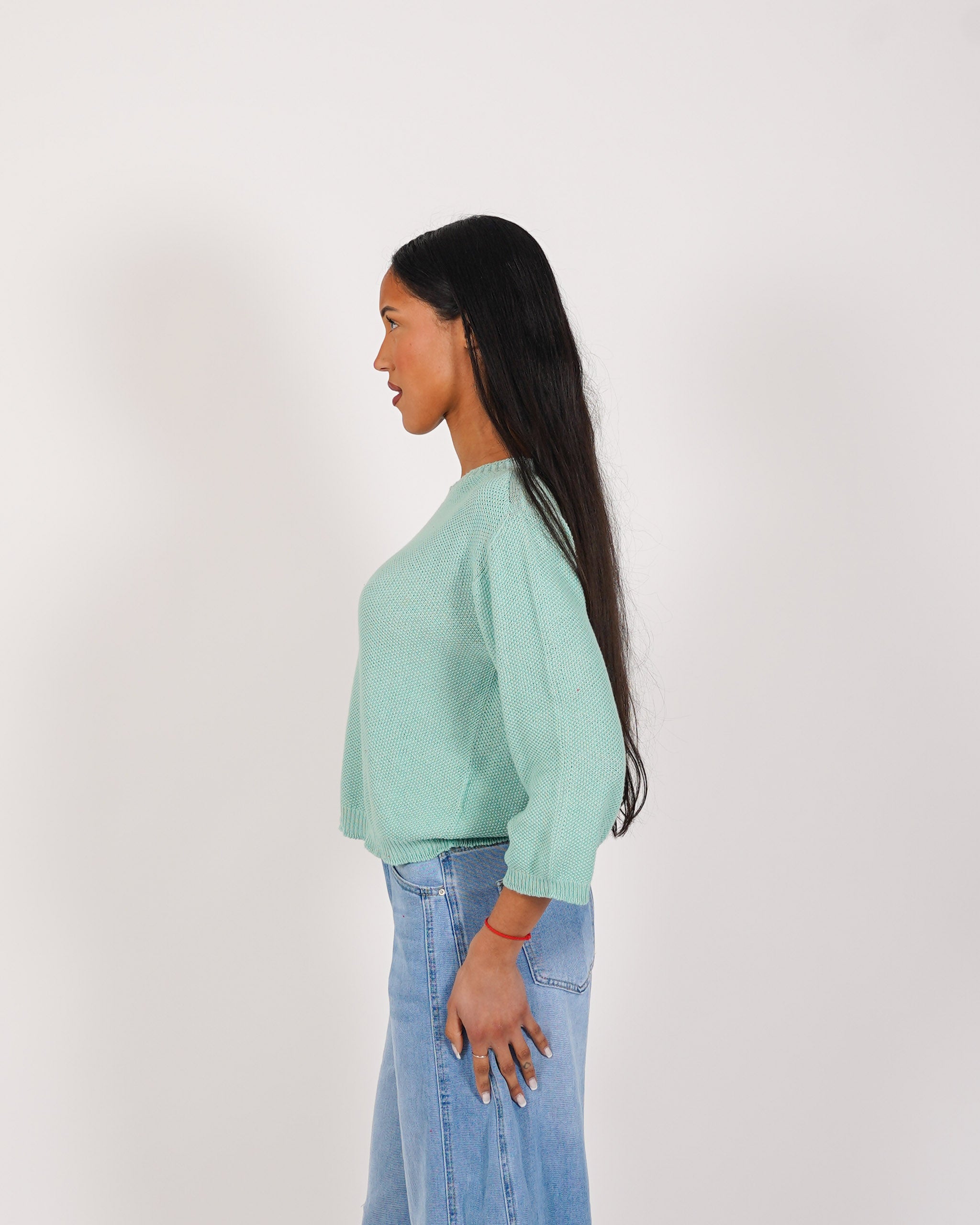 Maglia girocollo in trama punto riso - Petronia