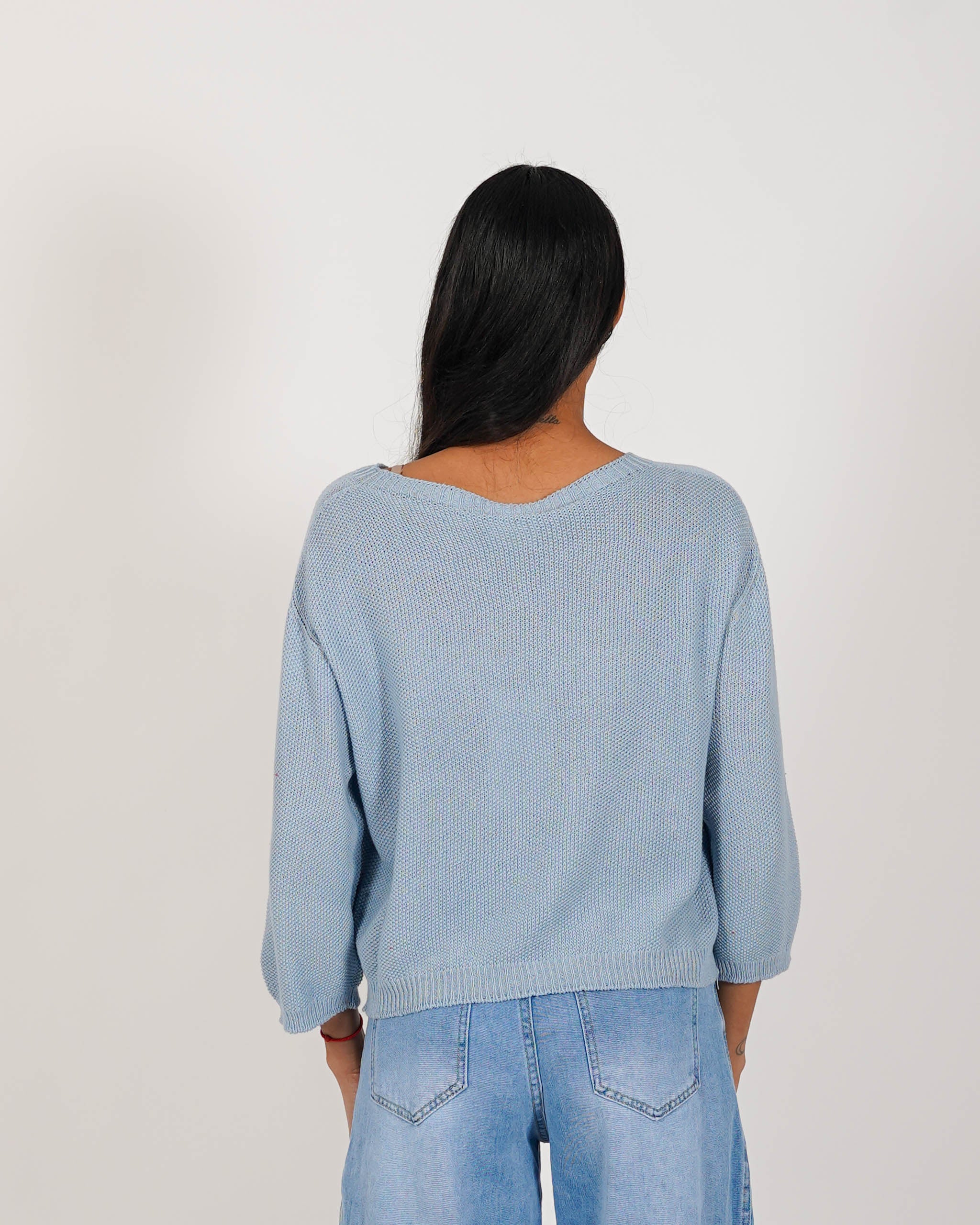 Maglia girocollo in trama punto riso - Petronia