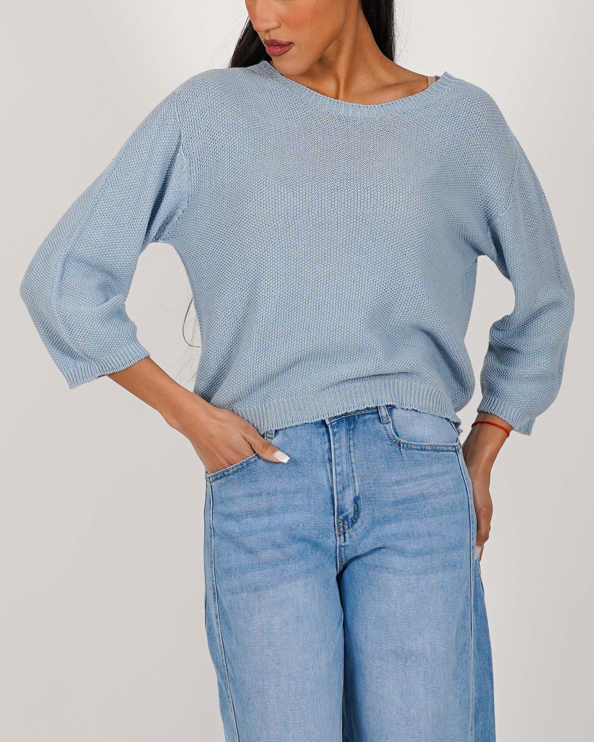 Maglia girocollo in trama punto riso - Petronia