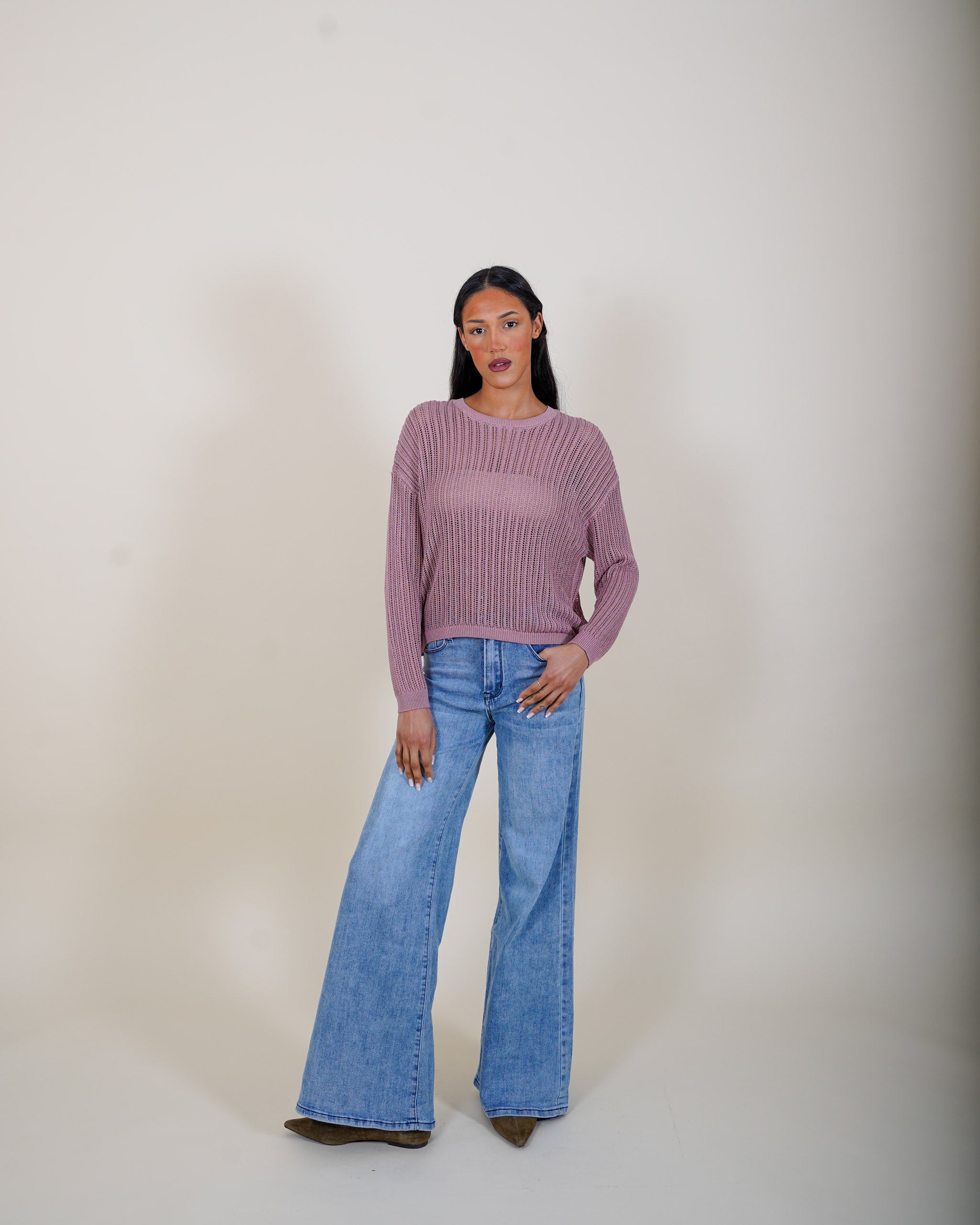 Maglia girocollo traforata - Fuffy