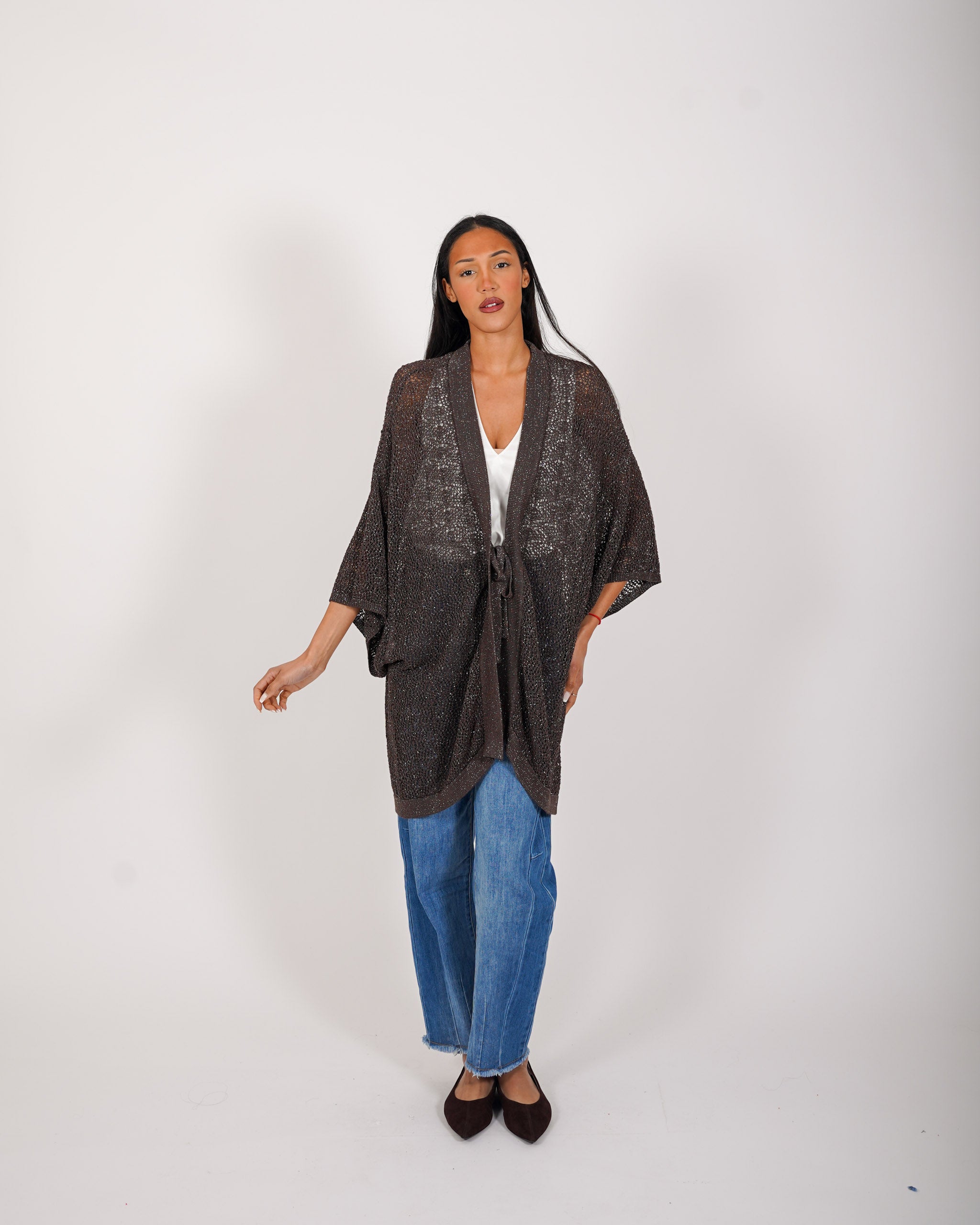 Kimono over in macramè di viscosa - Falaride