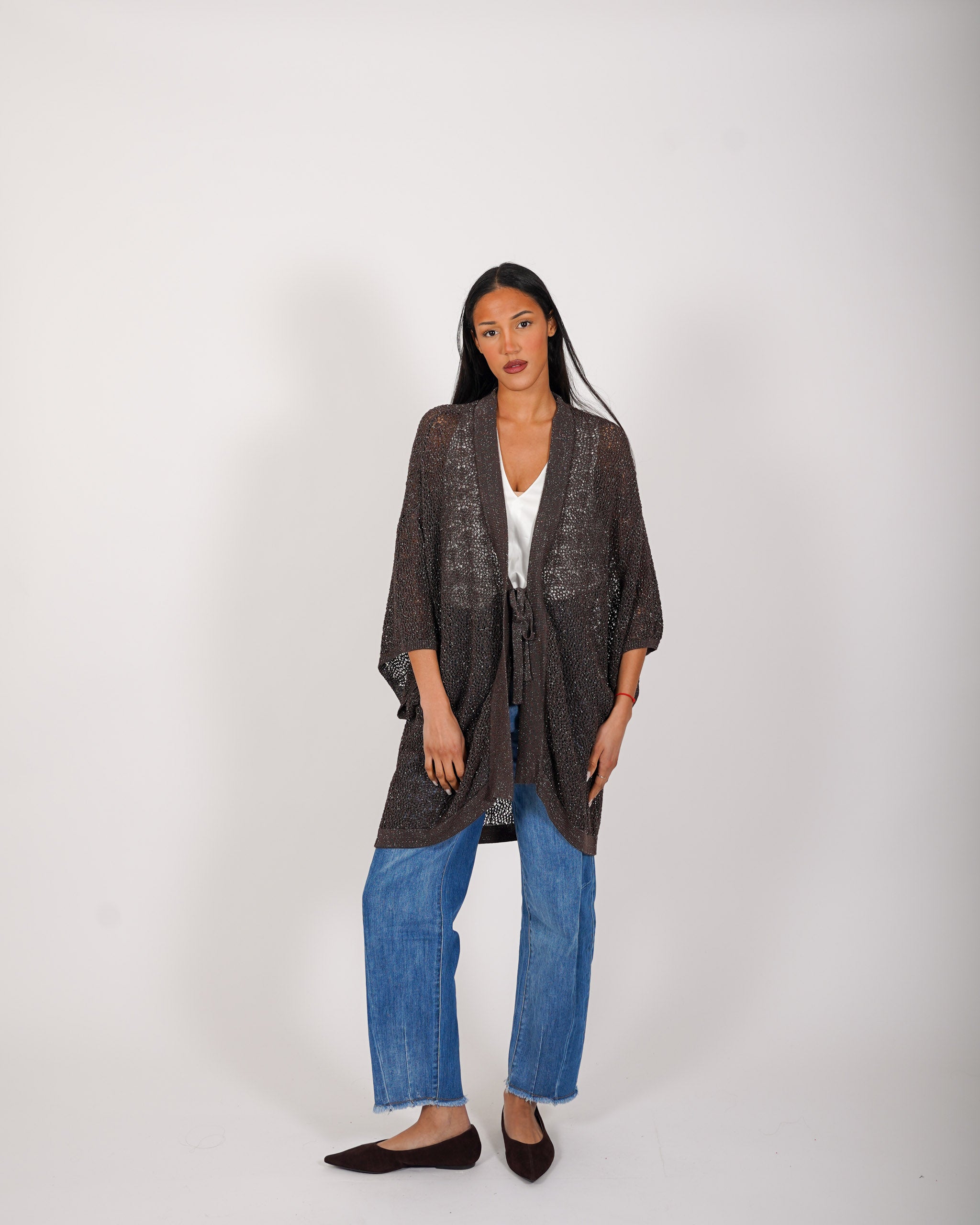 Kimono over in macramè di viscosa - Falaride