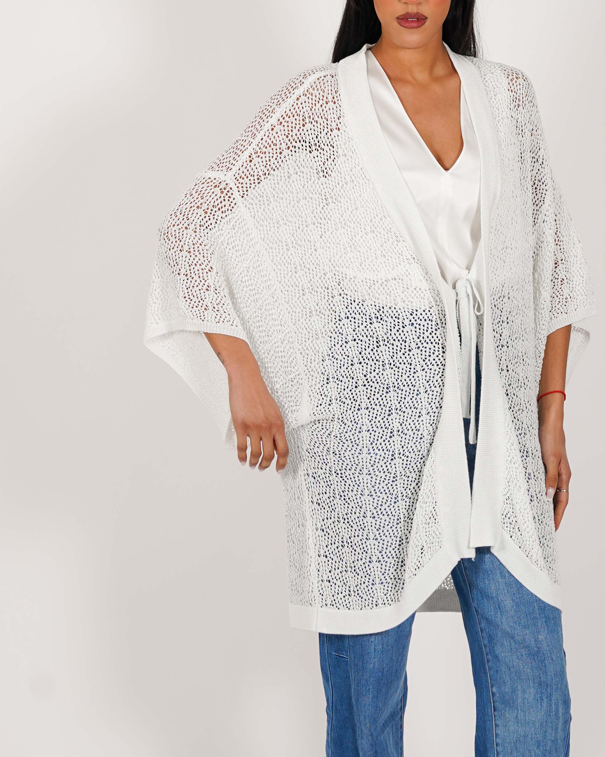 Kimono over in macramè di viscosa - Falaride