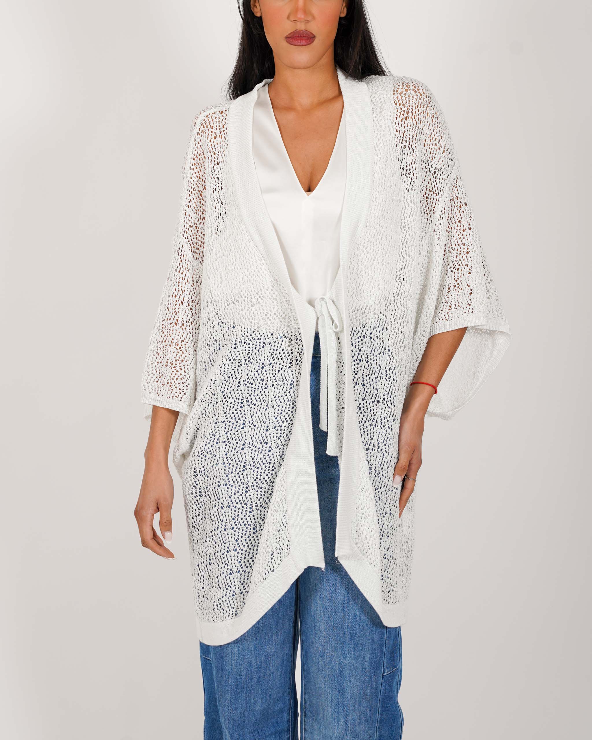 Kimono over in macramè di viscosa - Falaride