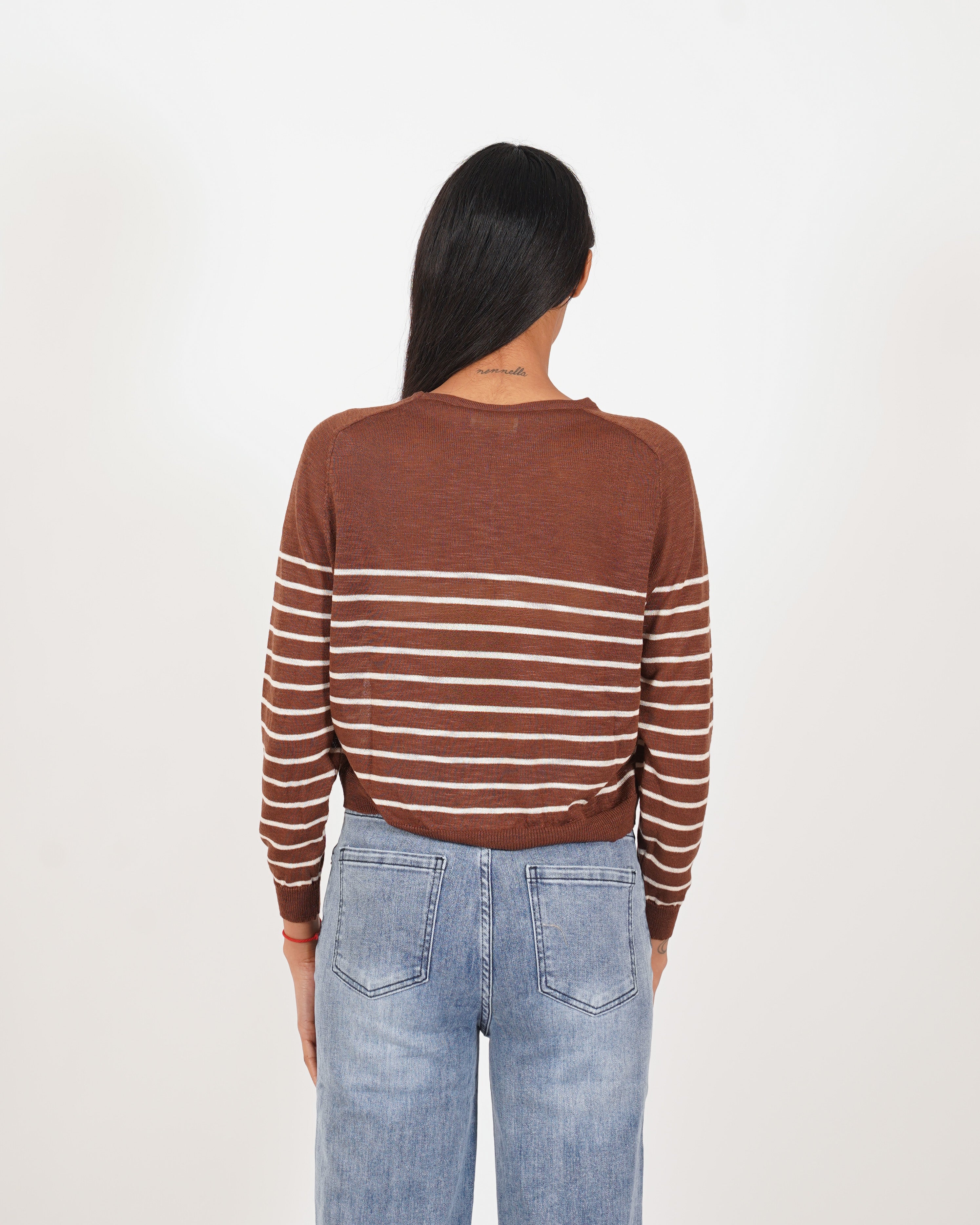 Maglia girocollo rigata in filo - Faraona